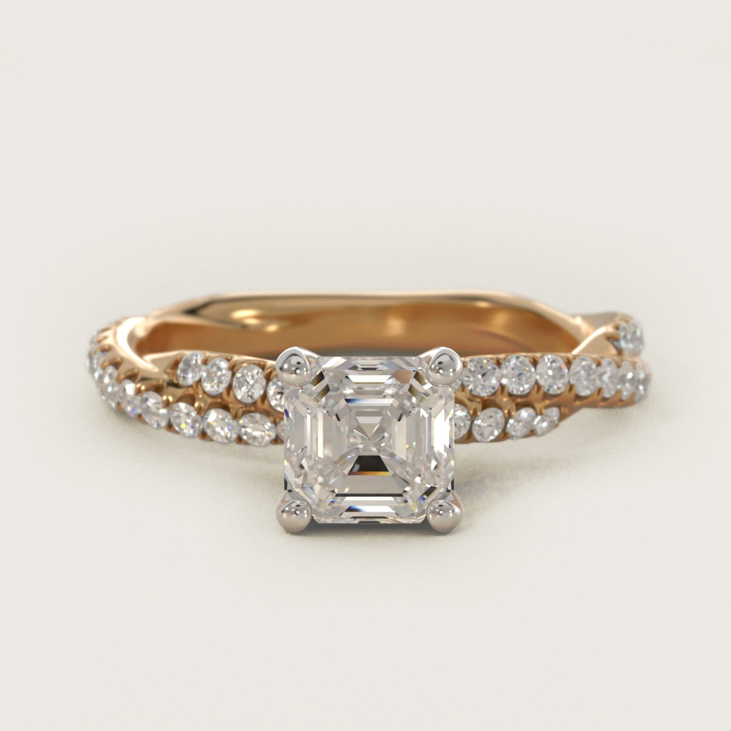 PavŽ Twist Diamond Engagement Ring In 14K Yellow Gold By James Allen - Asscher Center