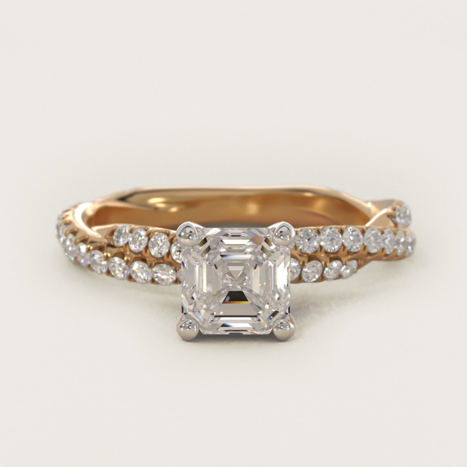 Pav? Twist Diamond Engagement Ring In 18k Yellow Gold By James Allen - Asscher Center