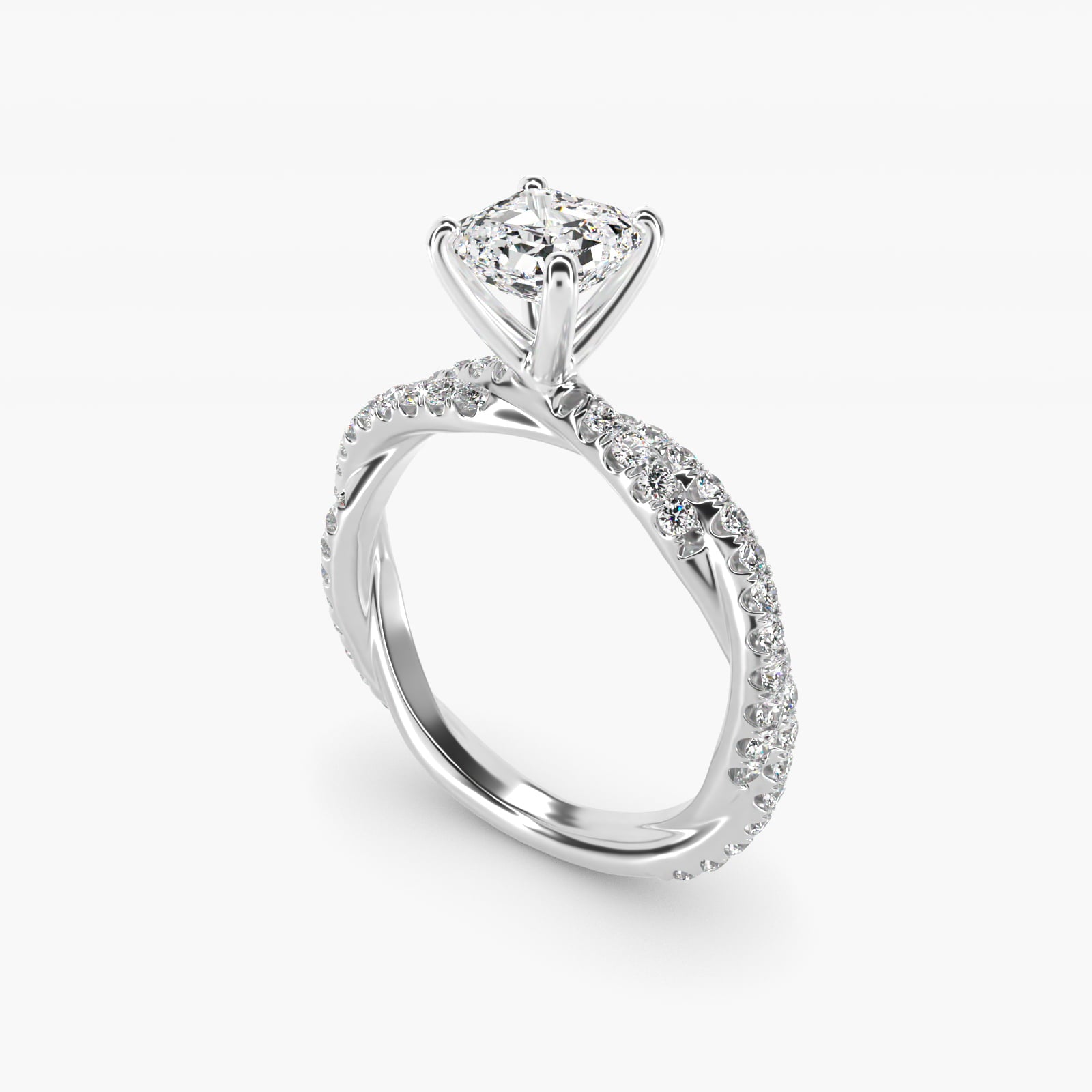 Pav? Twist Diamond Engagement Ring In Platinum By James Allen - Asscher Center