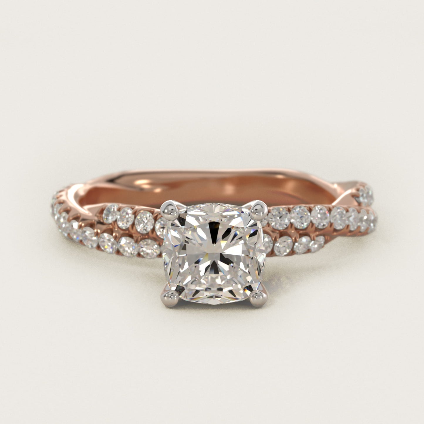 Pav? Twist Diamond Engagement Ring In 18k Rose Gold By James Allen - Cushion Center