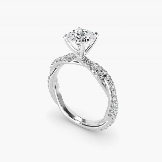 Pav? Twist Diamond Engagement Ring In 18k White Gold By James Allen - Cushion Center