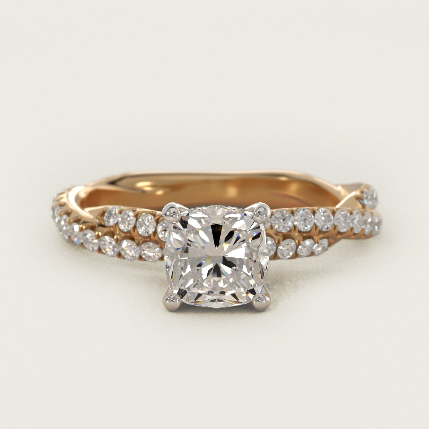 PavŽ Twist Diamond Engagement Ring In 14K Yellow Gold By James Allen - Cushion Center