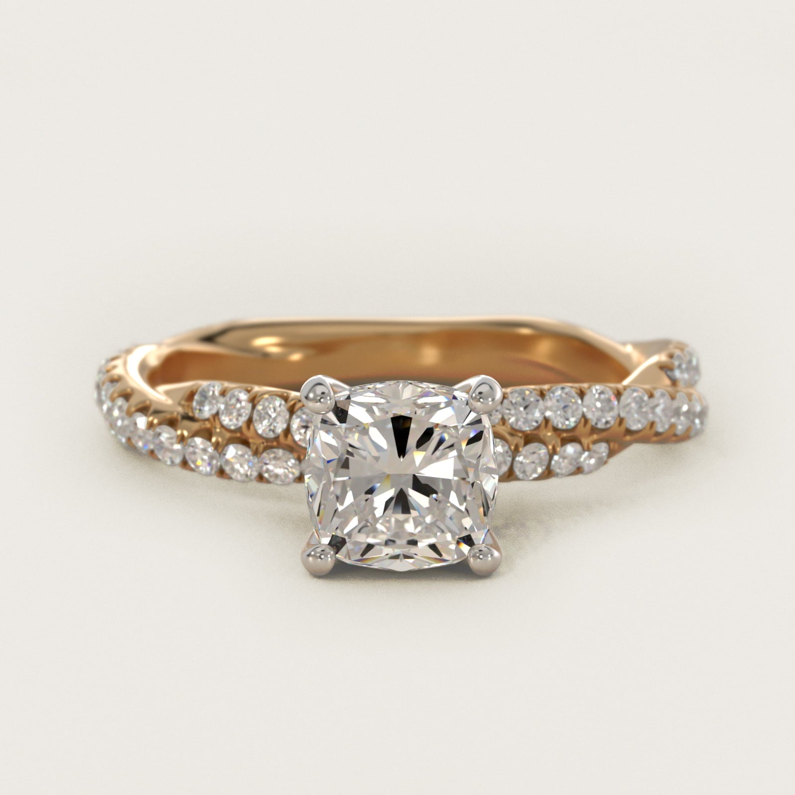 Pav? Twist Diamond Engagement Ring In 18k Yellow Gold By James Allen - Cushion Center