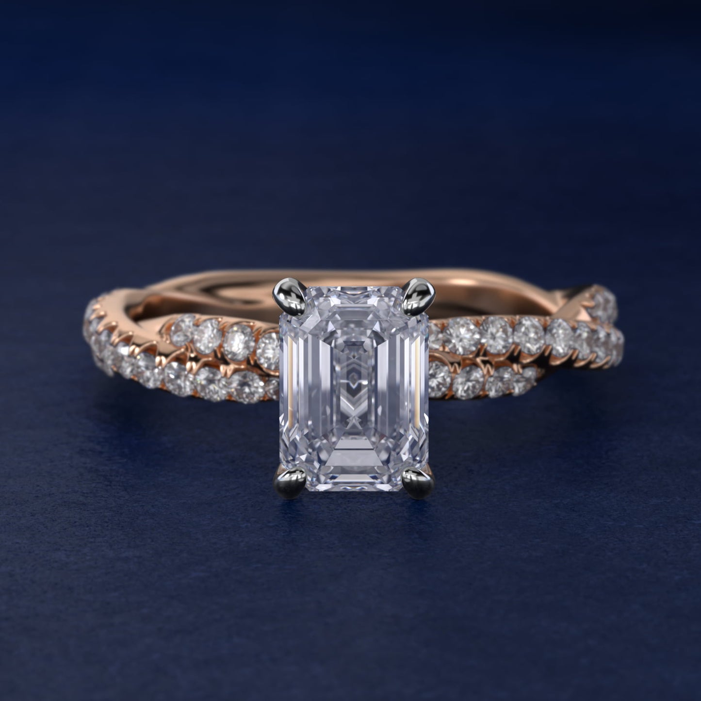 Pav? Twist Diamond Engagement Ring In 18k Rose Gold By James Allen - Emerald Center