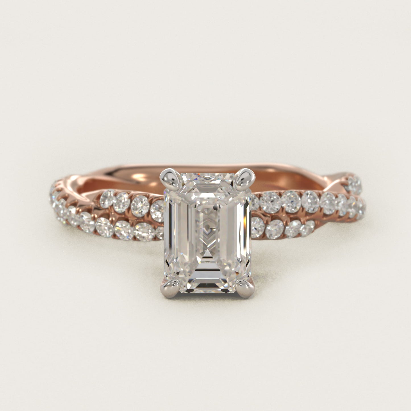 Pav? Twist Diamond Engagement Ring In 18k Rose Gold By James Allen - Emerald Center