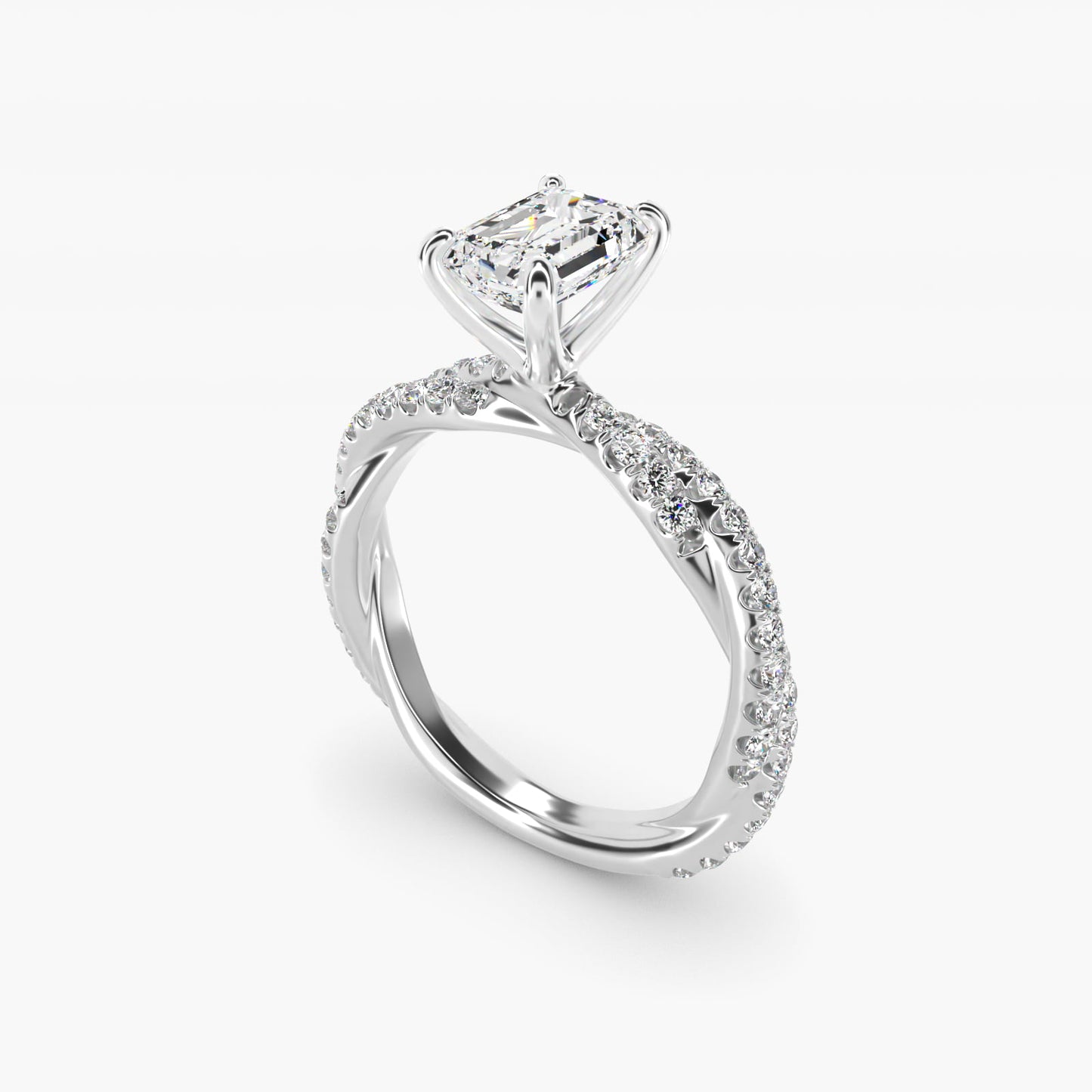 PavŽ Twist Diamond Engagement Ring In 14K White Gold By James Allen - Emerald Center