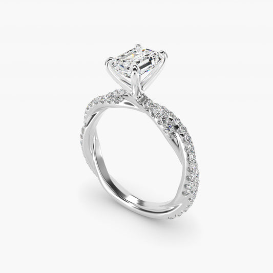 Pav? Twist Diamond Engagement Ring In 18k White Gold By James Allen - Emerald Center