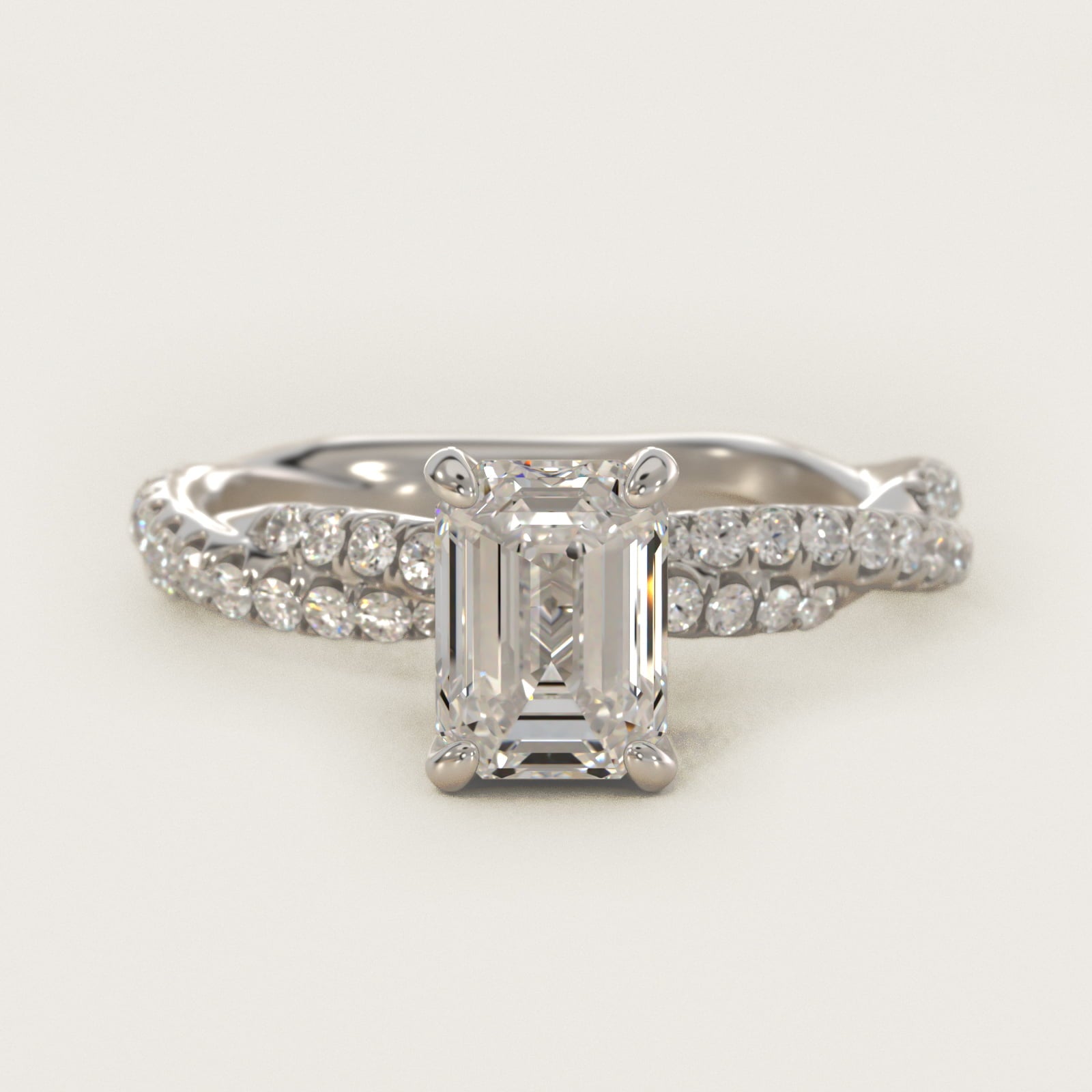 Pav? Twist Diamond Engagement Ring In 18k White Gold By James Allen - Emerald Center