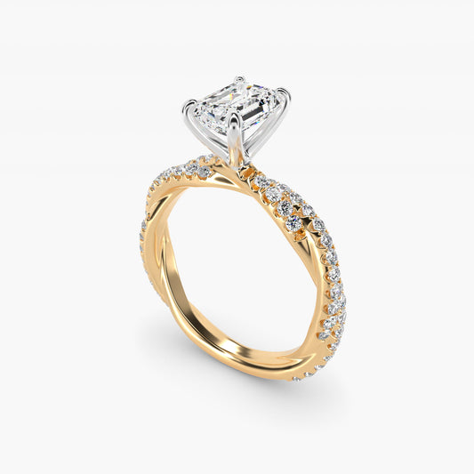 PavŽ Twist Diamond Engagement Ring In 14K Yellow Gold By James Allen - Emerald Center