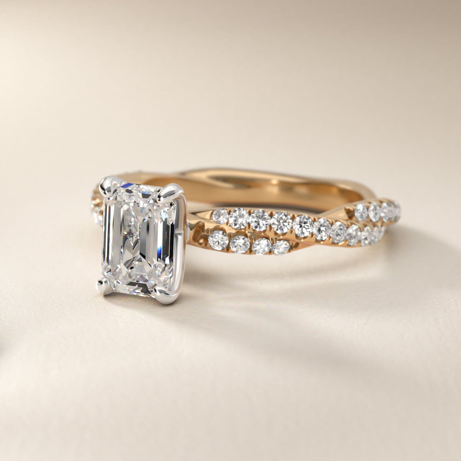 Pav? Twist Diamond Engagement Ring In 18k Yellow Gold By James Allen - Emerald Center