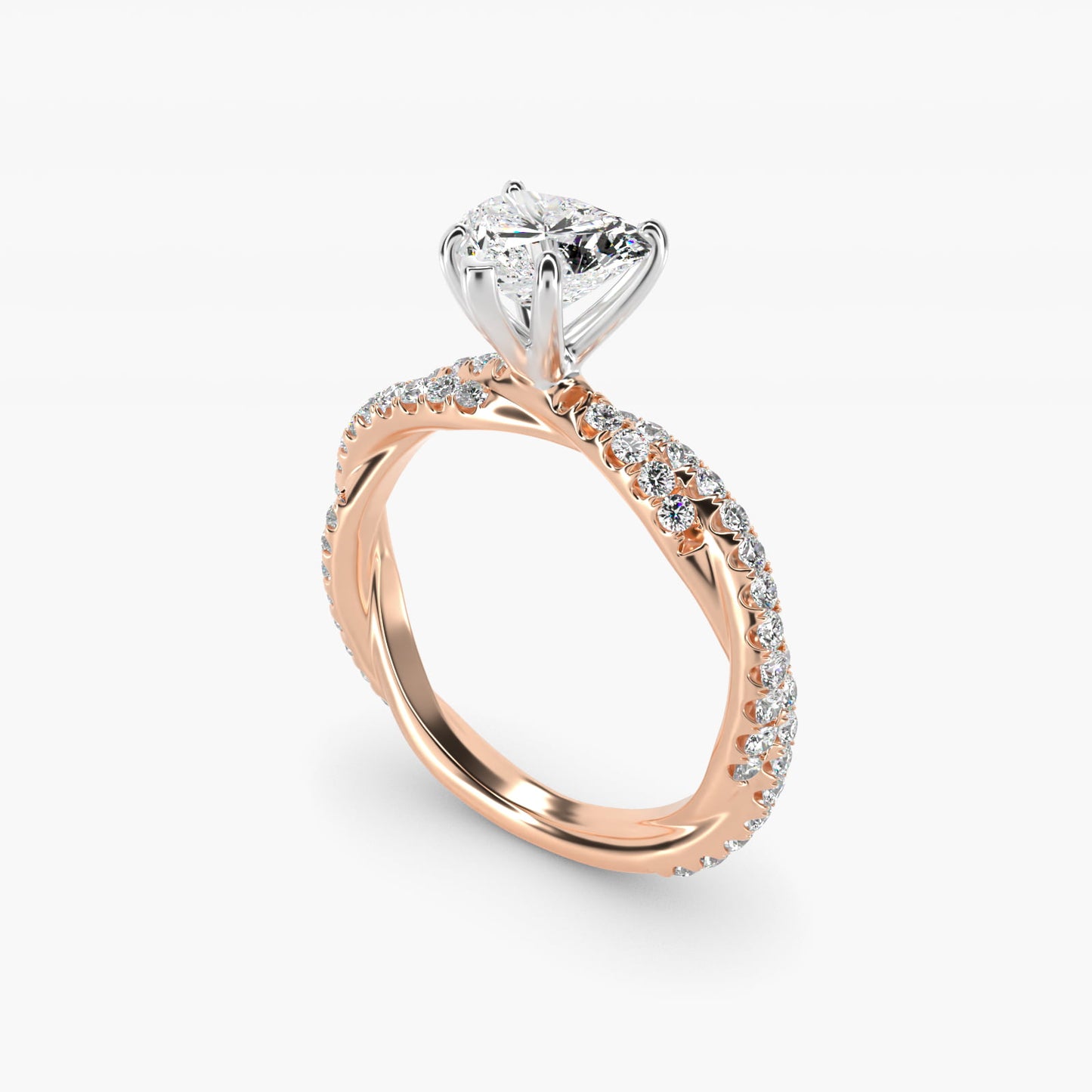 PavŽ Twist Diamond Engagement Ring In 14K Rose Gold By James Allen - Heart Center