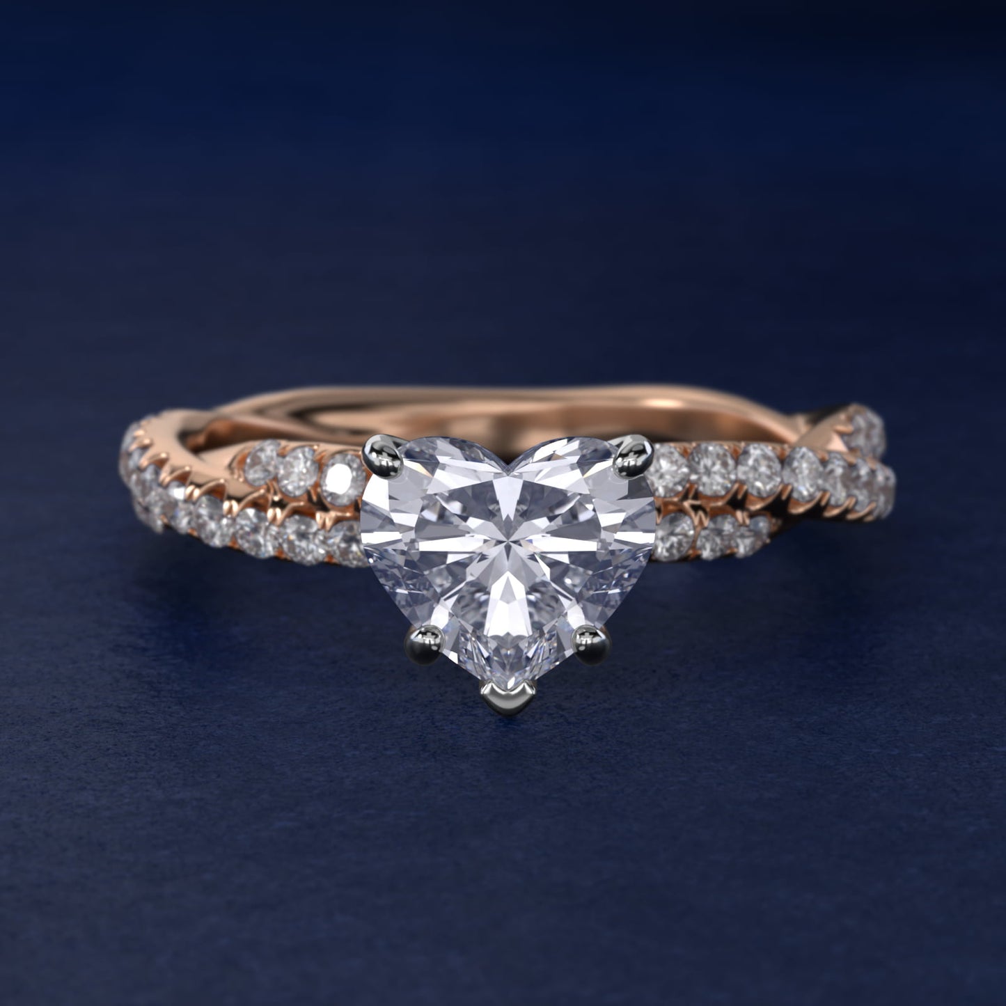 Pav? Twist Diamond Engagement Ring In 18k Rose Gold By James Allen - Heart Center