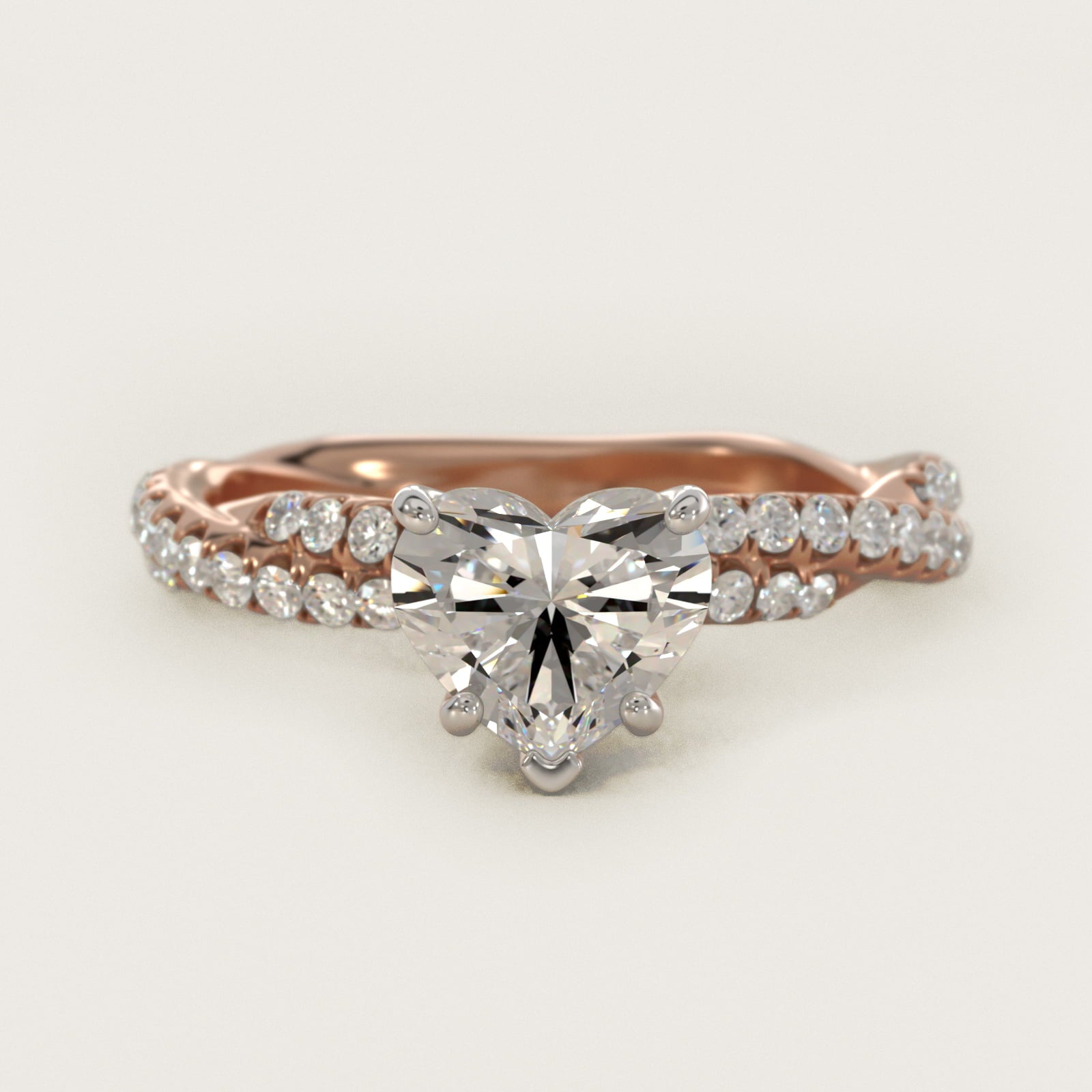 PavŽ Twist Diamond Engagement Ring In 14K Rose Gold By James Allen - Heart Center