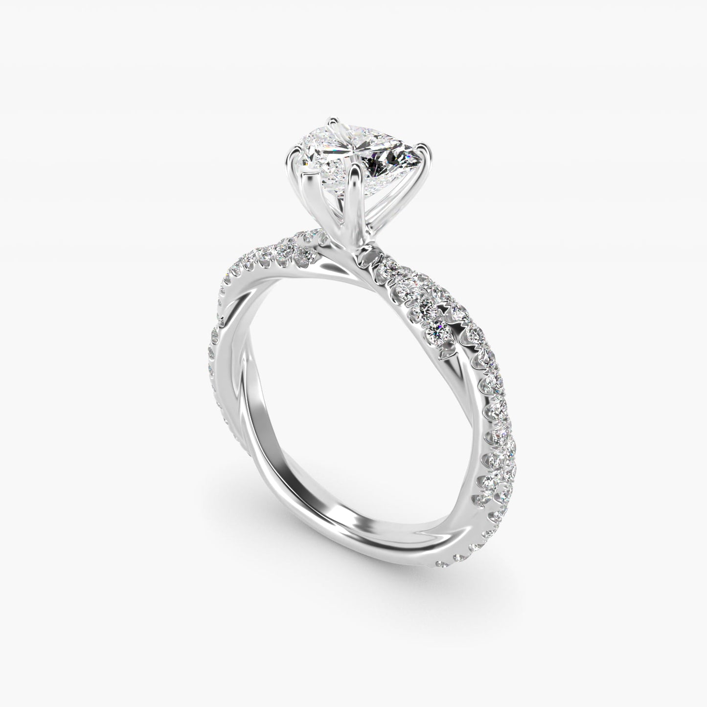 PavŽ Twist Diamond Engagement Ring In 14K White Gold By James Allen - Heart Center