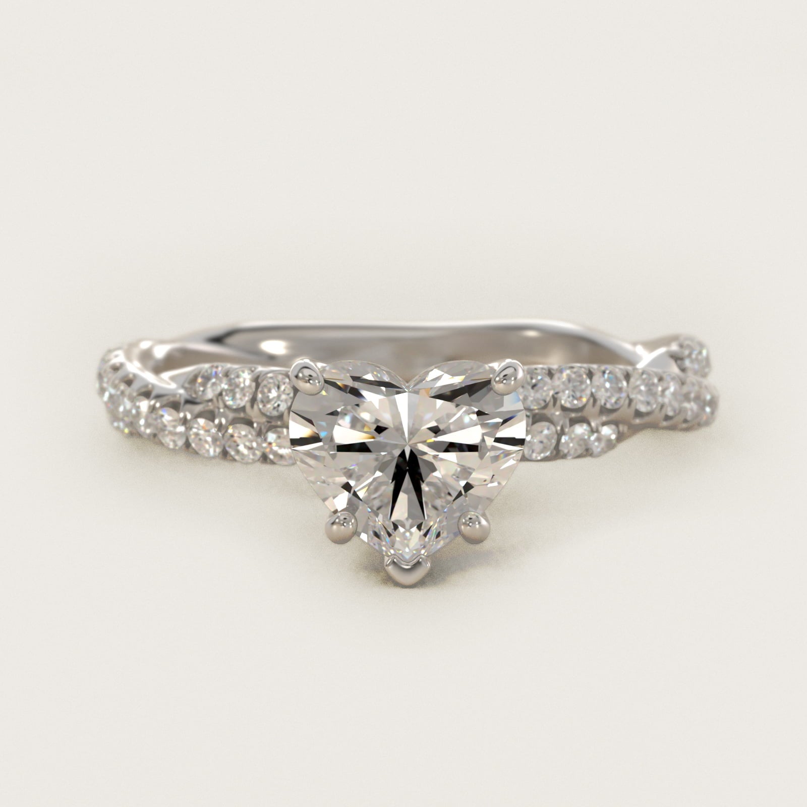 PavŽ Twist Diamond Engagement Ring In 14K White Gold By James Allen - Heart Center