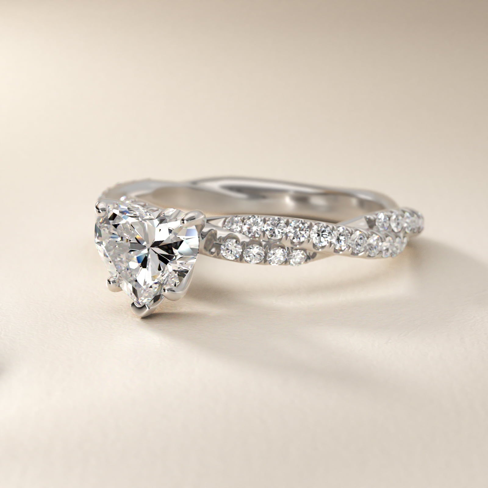 PavŽ Twist Diamond Engagement Ring In 14K White Gold By James Allen - Heart Center