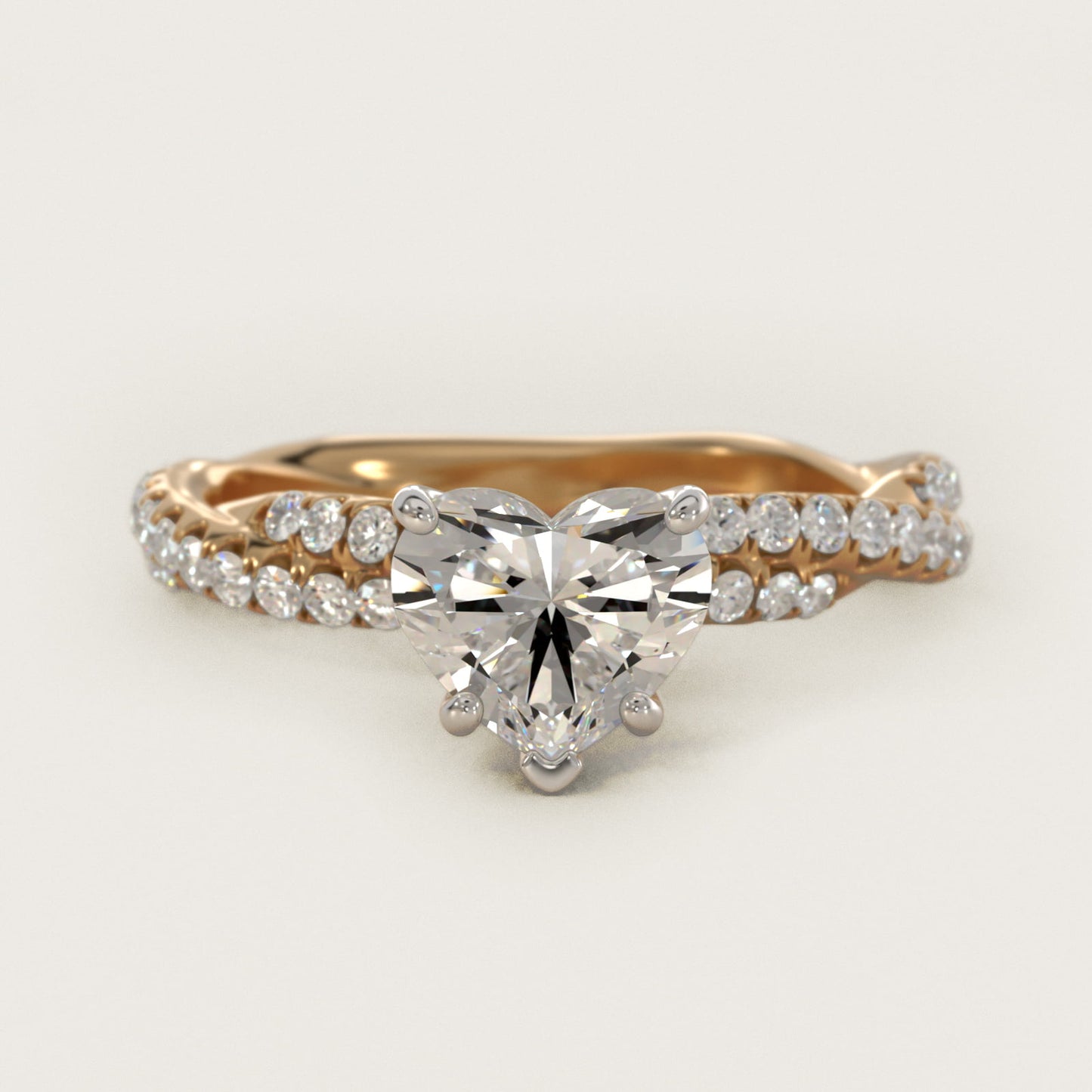 PavŽ Twist Diamond Engagement Ring In 14K Yellow Gold By James Allen - Heart Center
