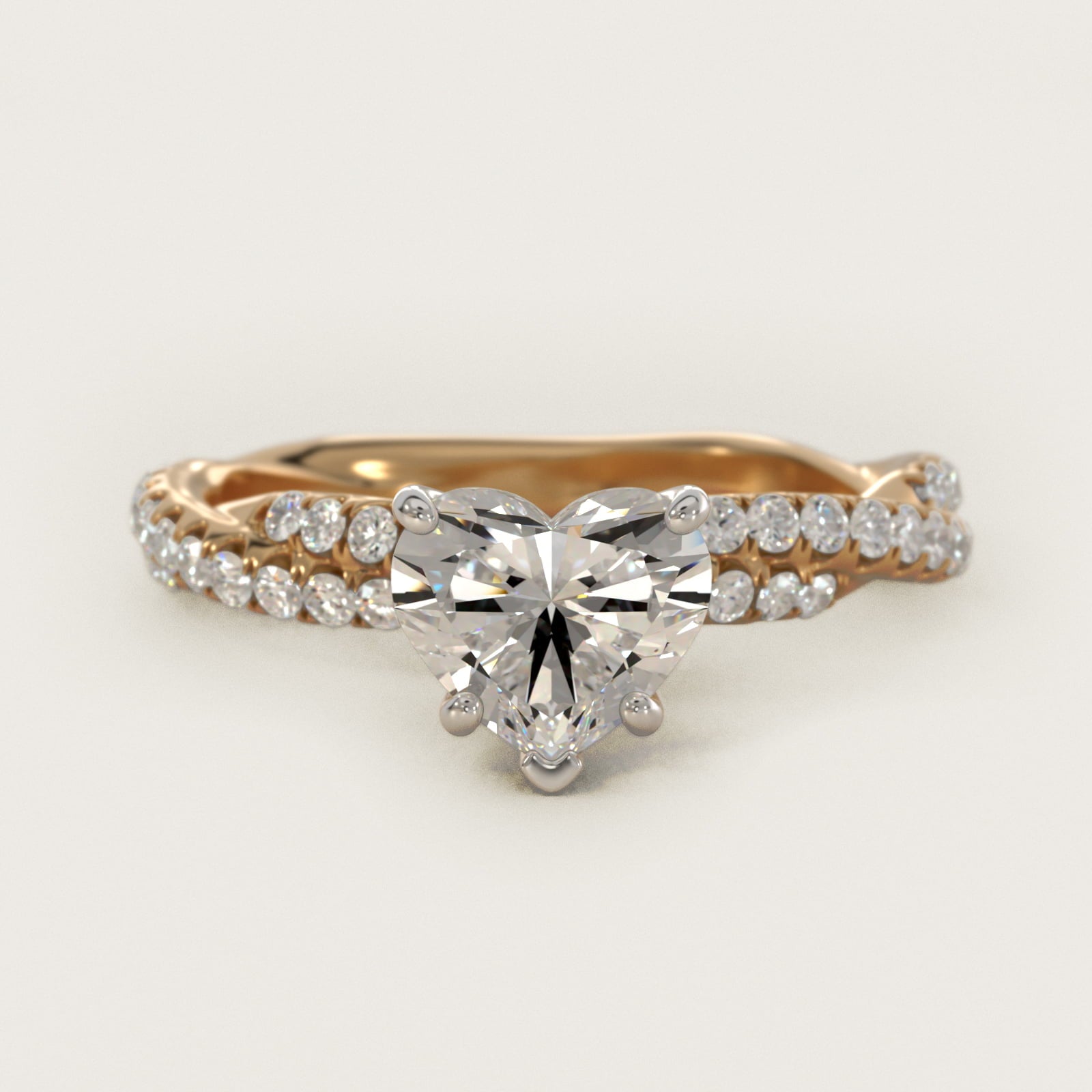 PavŽ Twist Diamond Engagement Ring In 14K Yellow Gold By James Allen - Heart Center