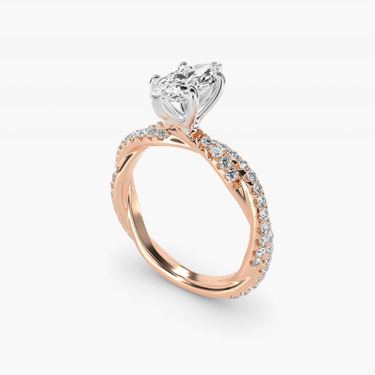 Pav? Twist Diamond Engagement Ring In 18k Rose Gold By James Allen - Marquise Center