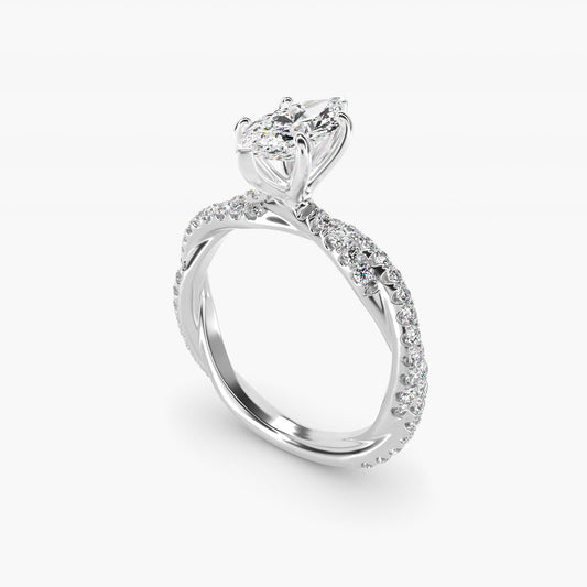 PavŽ Twist Diamond Engagement Ring In 14K White Gold By James Allen - Marquise Center
