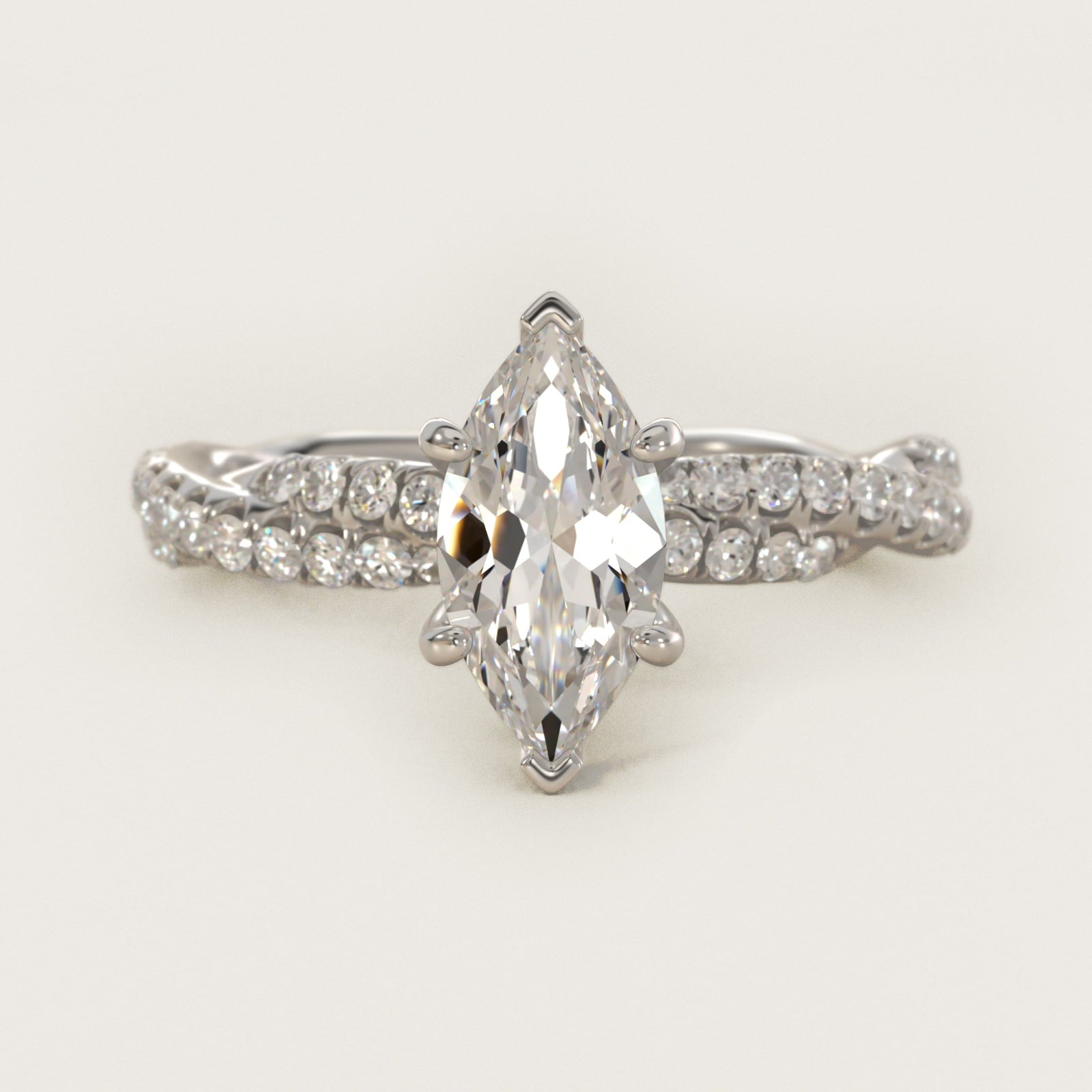 PavŽ Twist Diamond Engagement Ring In 14K White Gold By James Allen - Marquise Center