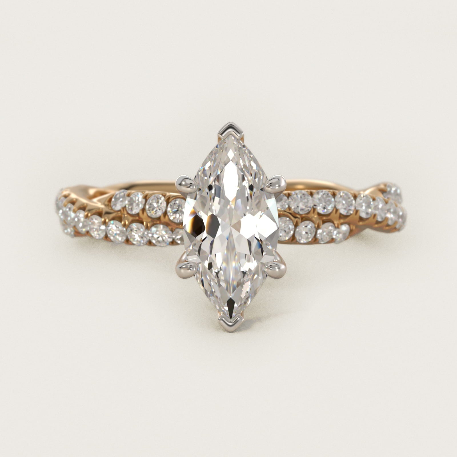 PavŽ Twist Diamond Engagement Ring In 14K Yellow Gold By James Allen - Marquise Center