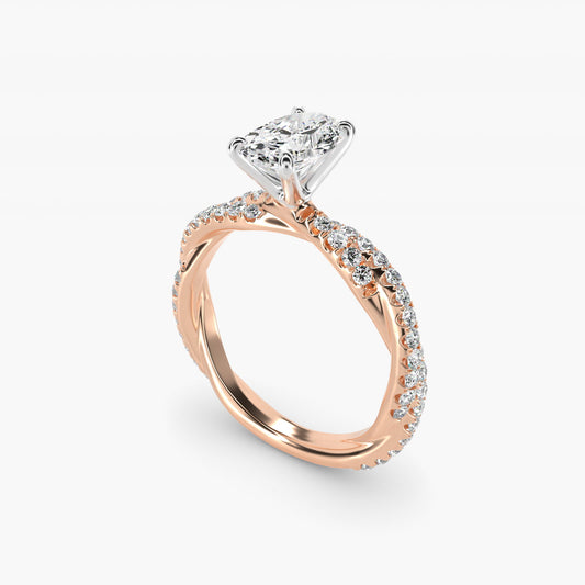 PavŽ Twist Diamond Engagement Ring In 14K Rose Gold By James Allen - Oval Center