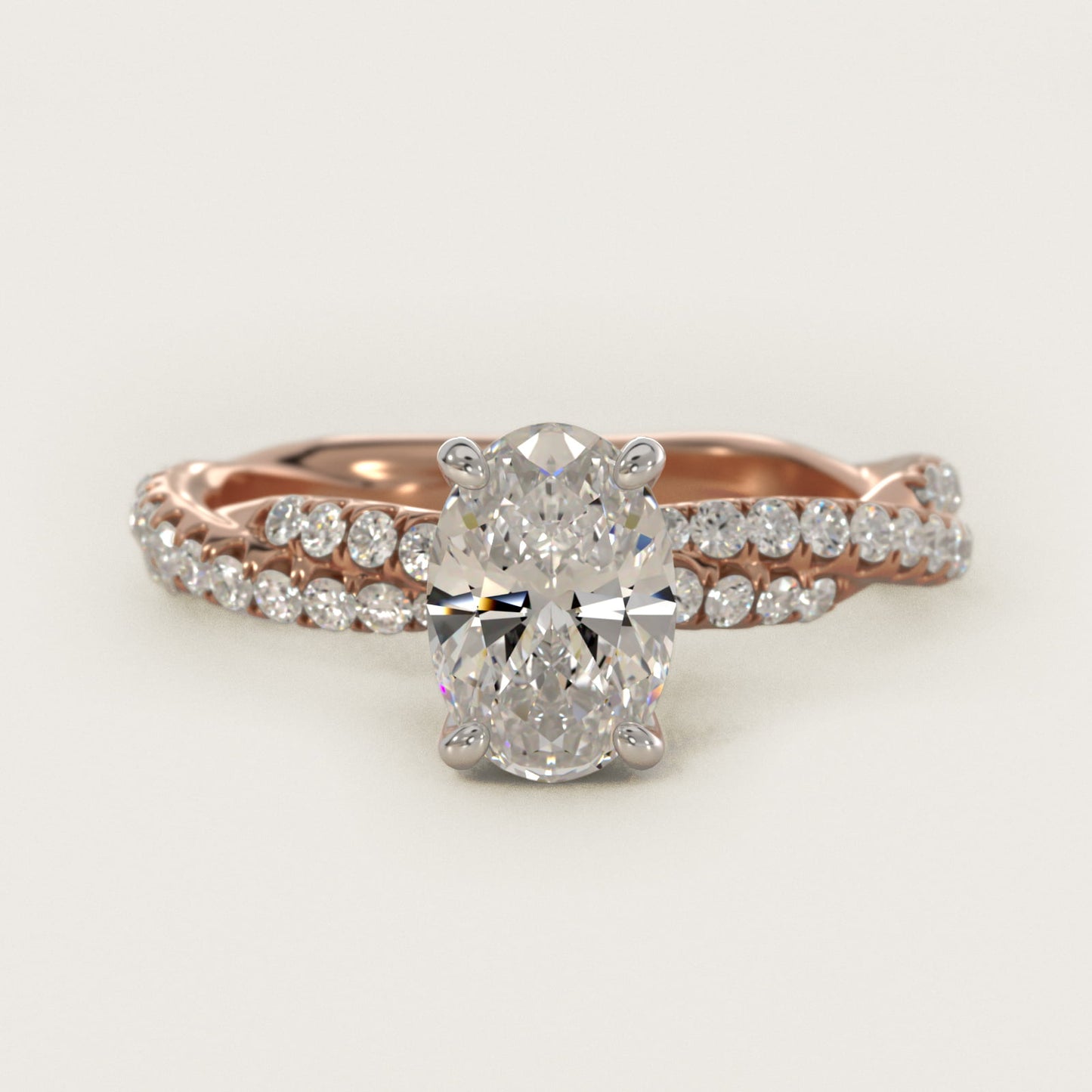 PavŽ Twist Diamond Engagement Ring In 14K Rose Gold By James Allen - Oval Center