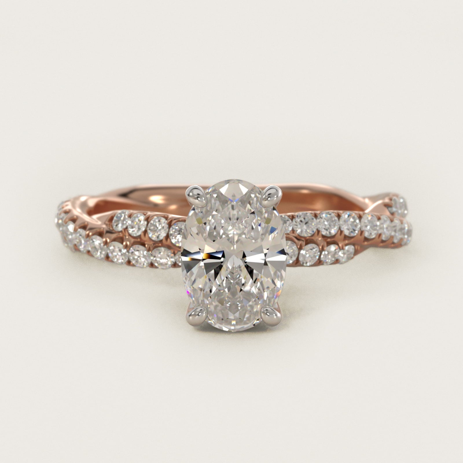 Pav? Twist Diamond Engagement Ring In 18k Rose Gold By James Allen - Oval Center