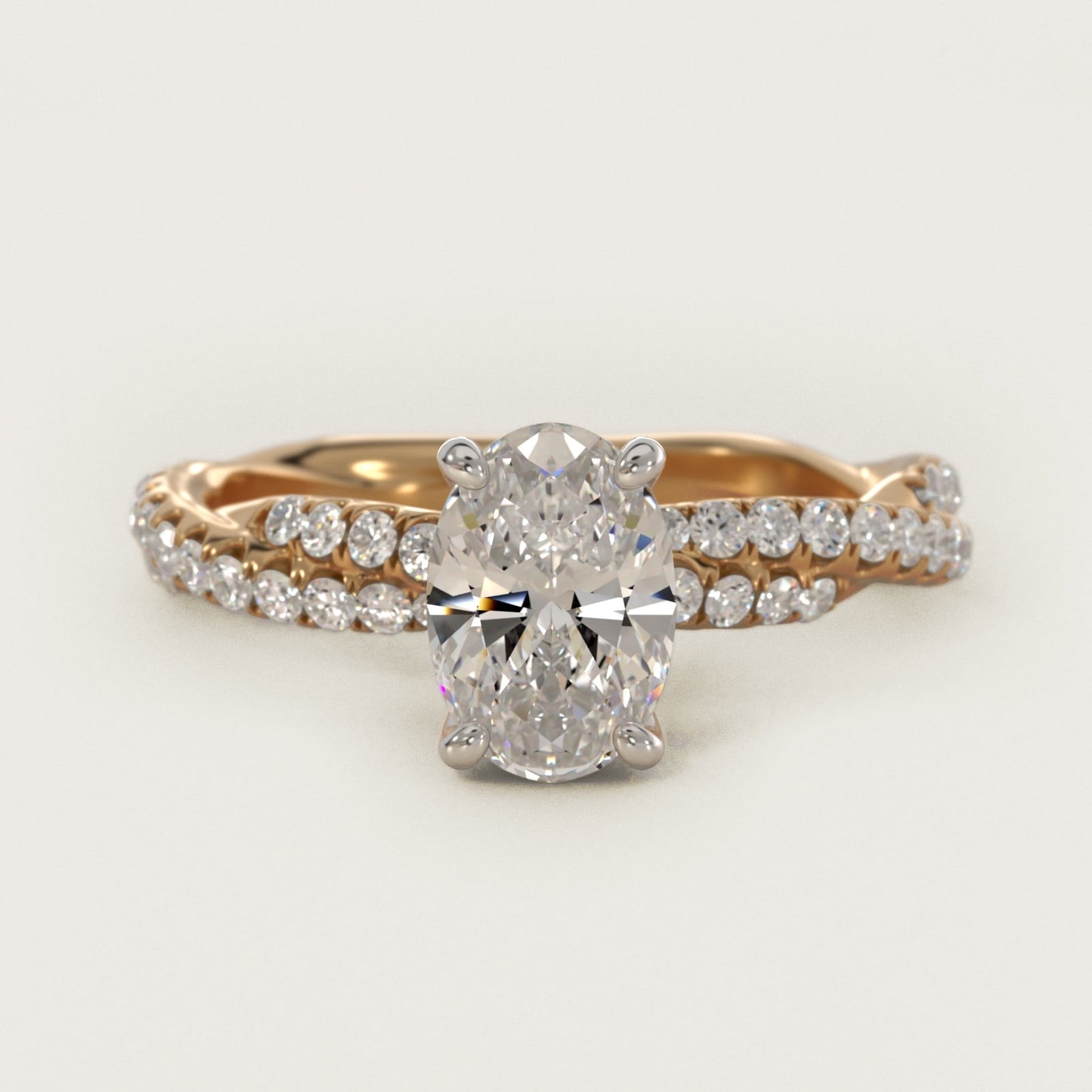 Pav? Twist Diamond Engagement Ring In 18k Yellow Gold By James Allen - Oval Center