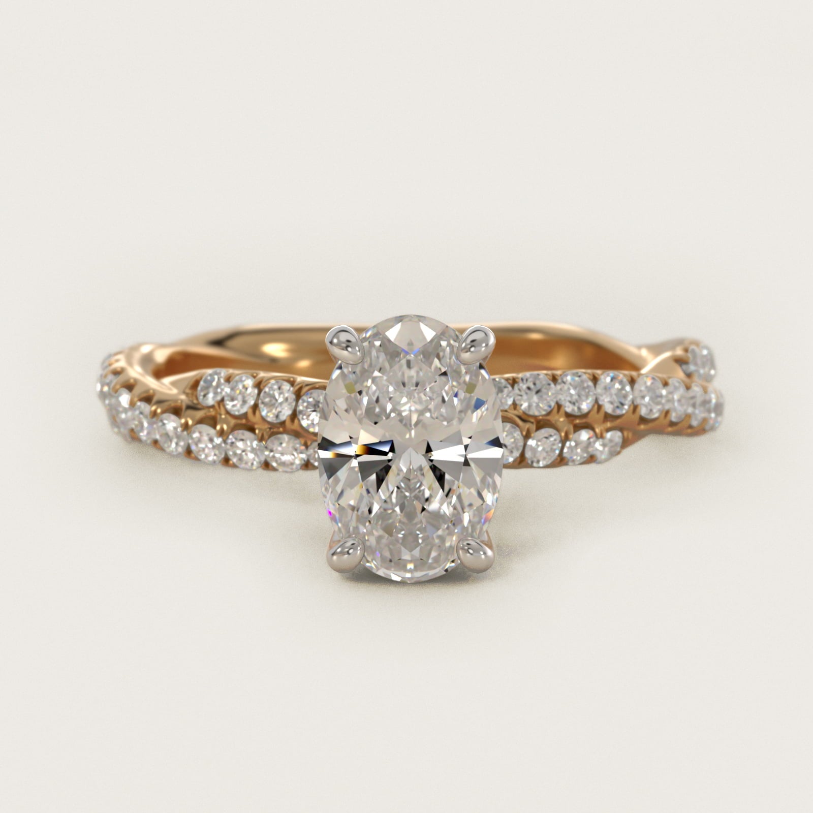Pav? Twist Diamond Engagement Ring In 18k Yellow Gold By James Allen - Oval Center