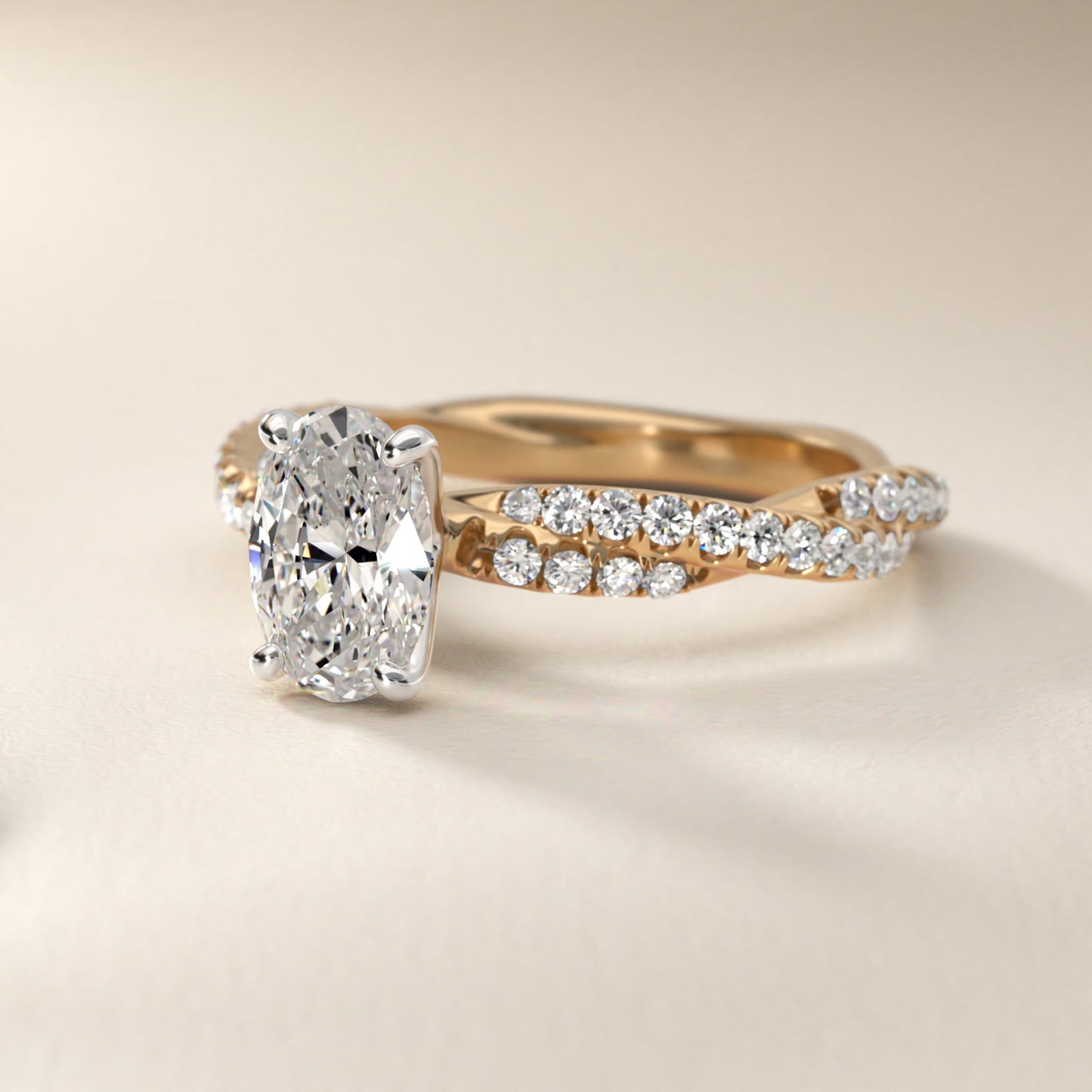 Pav? Twist Diamond Engagement Ring In 18k Yellow Gold By James Allen - Oval Center