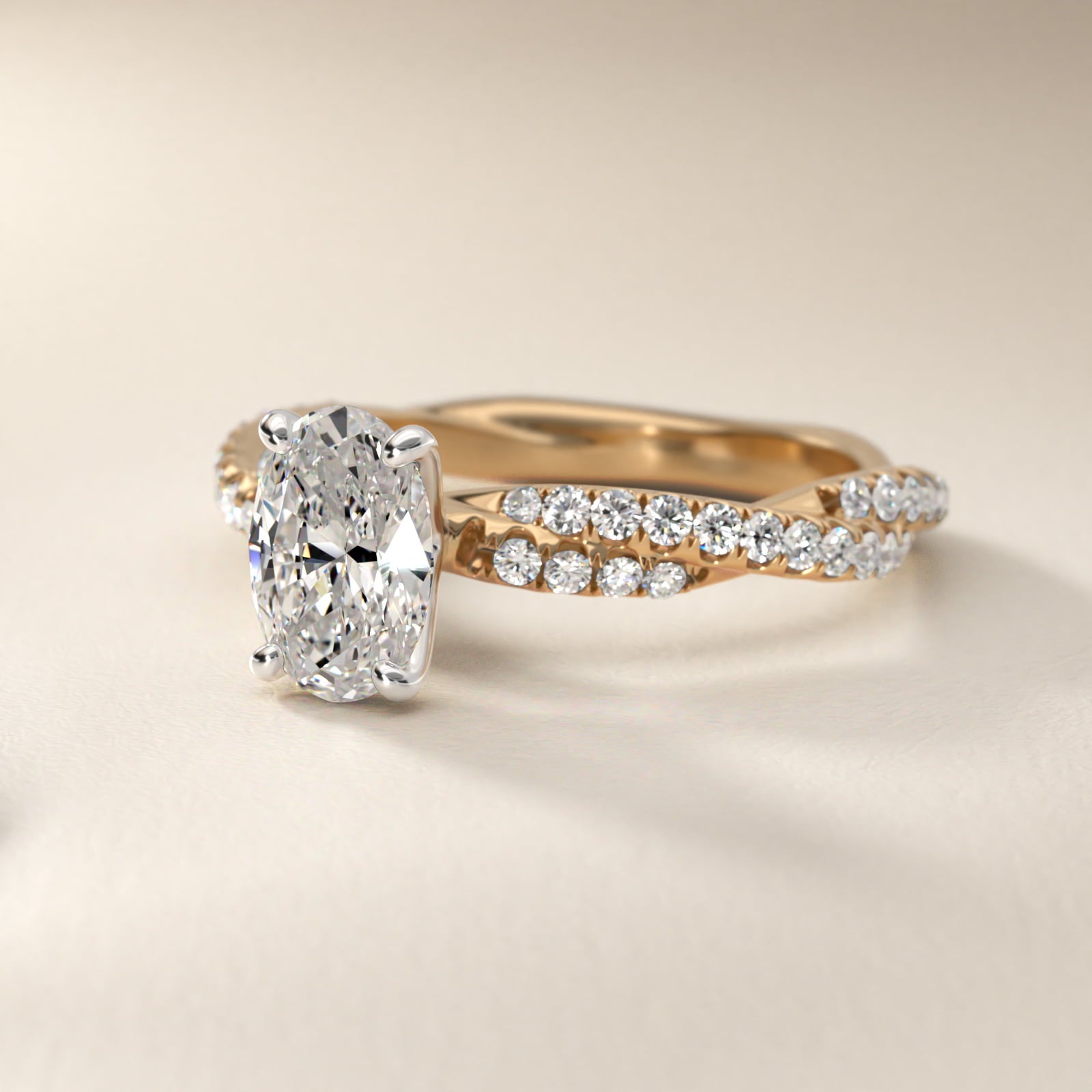 Pav? Twist Diamond Engagement Ring In 18k Yellow Gold By James Allen - Oval Center