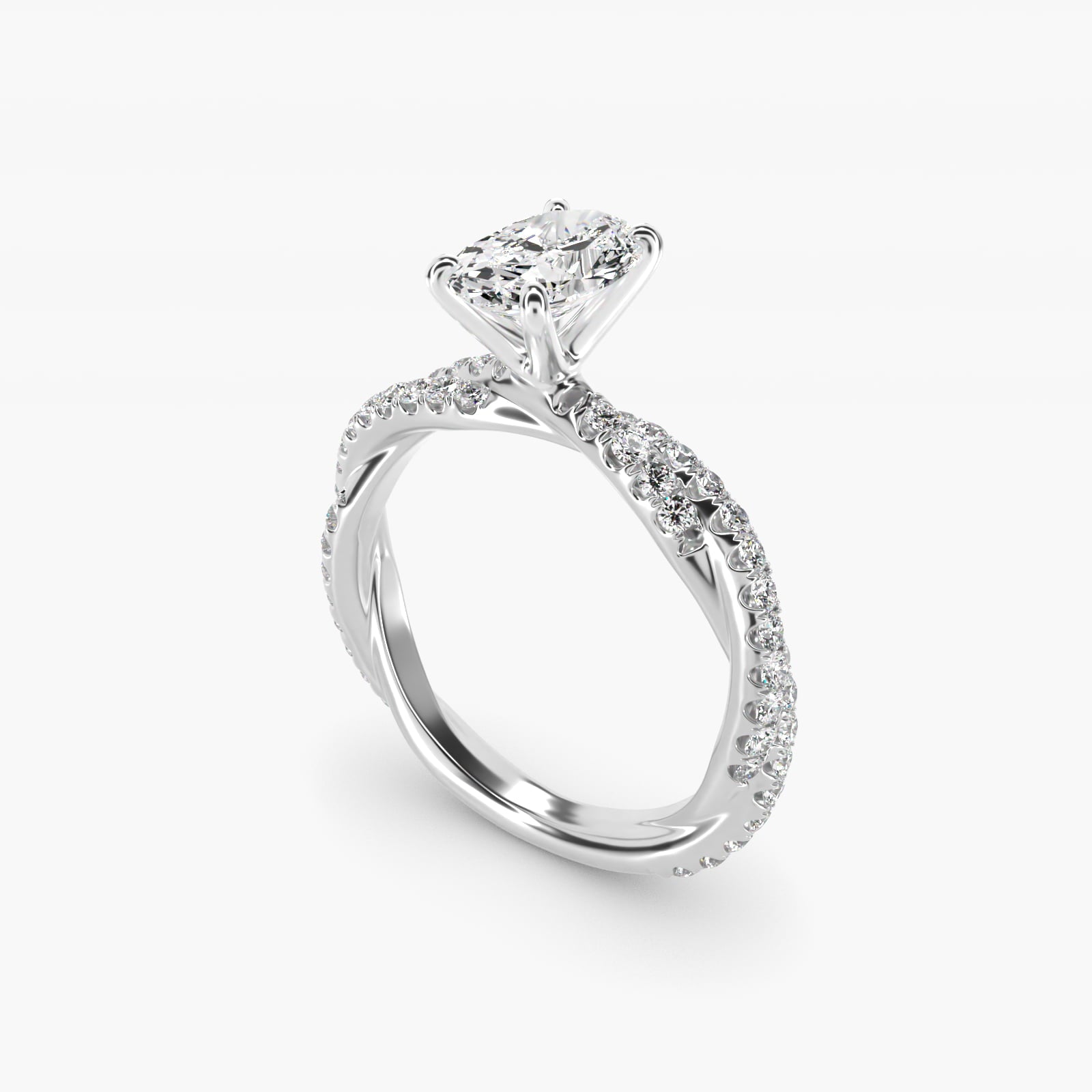 Pav? Twist Diamond Engagement Ring In Platinum By James Allen - Oval Center