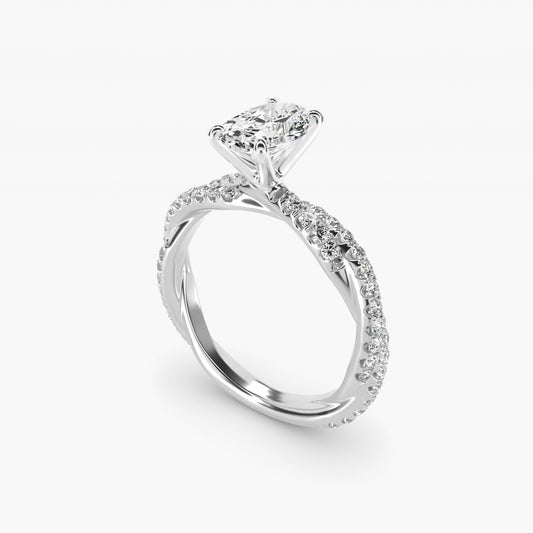 Pav? Twist Diamond Engagement Ring In Platinum By James Allen - Oval Center