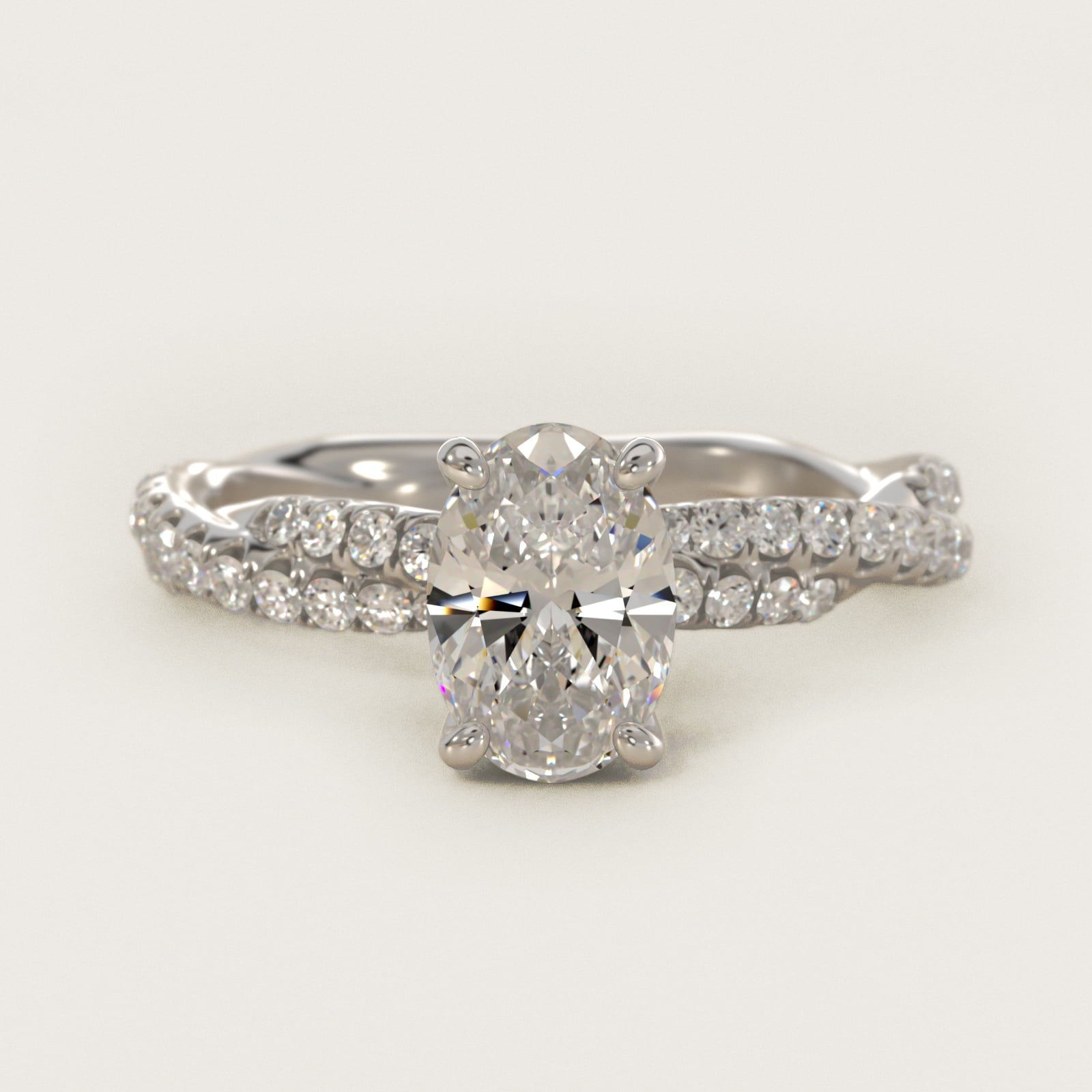 Pav? Twist Diamond Engagement Ring In Platinum By James Allen - Oval Center