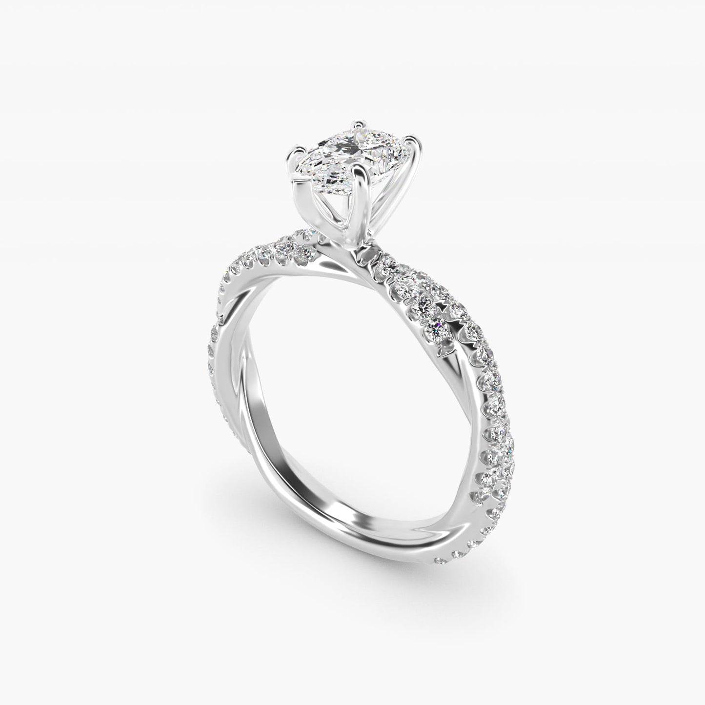 PavŽ Twist Diamond Engagement Ring In 14K White Gold By James Allen - Pear Center