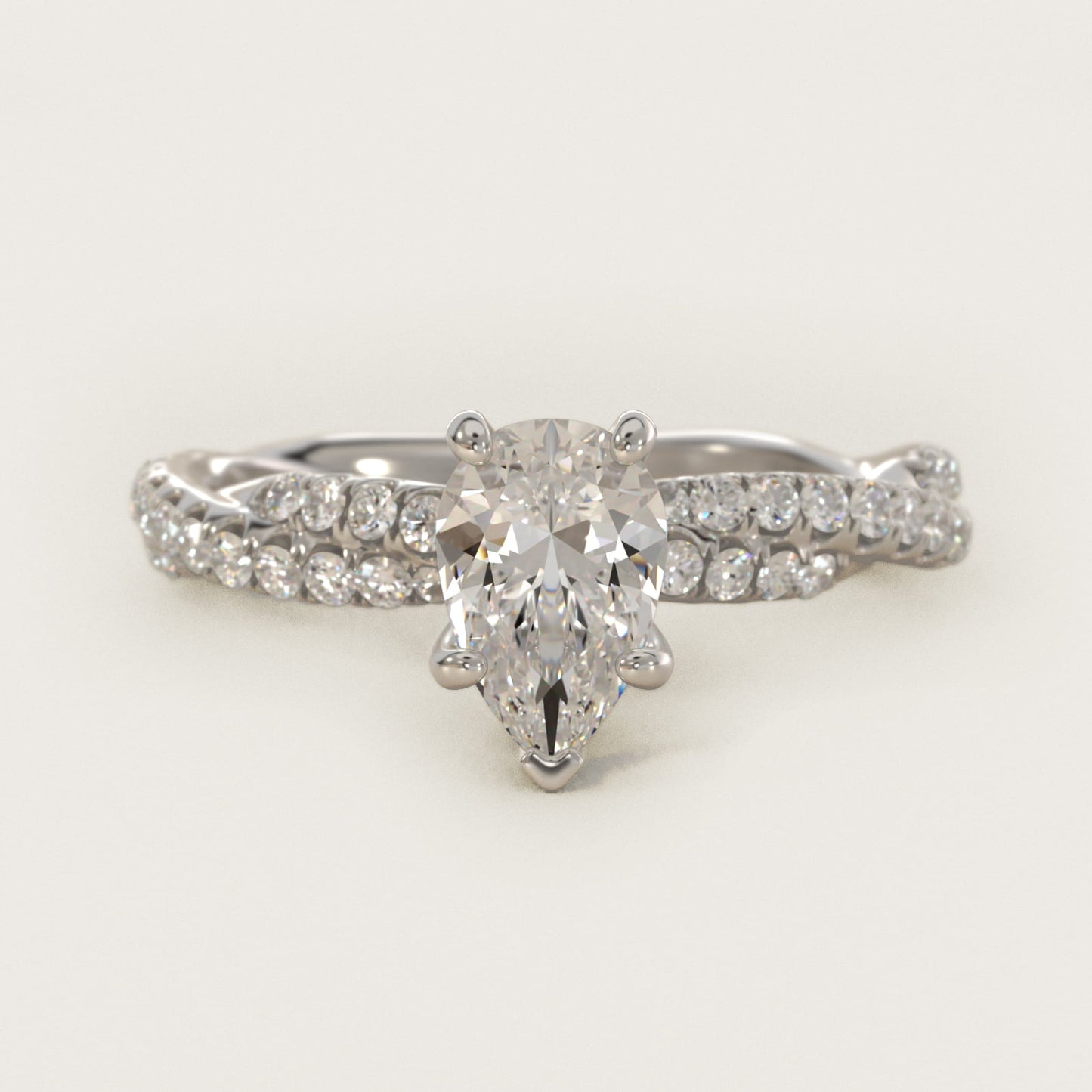 PavŽ Twist Diamond Engagement Ring In 14K White Gold By James Allen - Pear Center