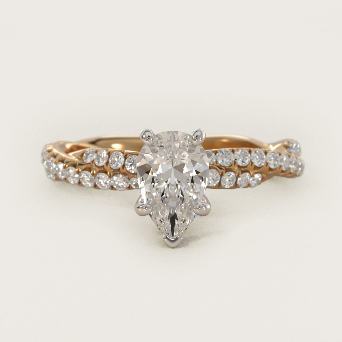 Pav? Twist Diamond Engagement Ring In 18k Yellow Gold By James Allen - Pear Center