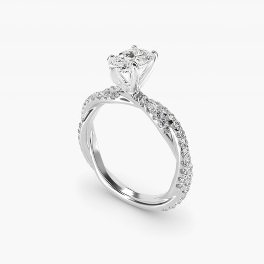 Pav? Twist Diamond Engagement Ring In Platinum By James Allen - Pear Center