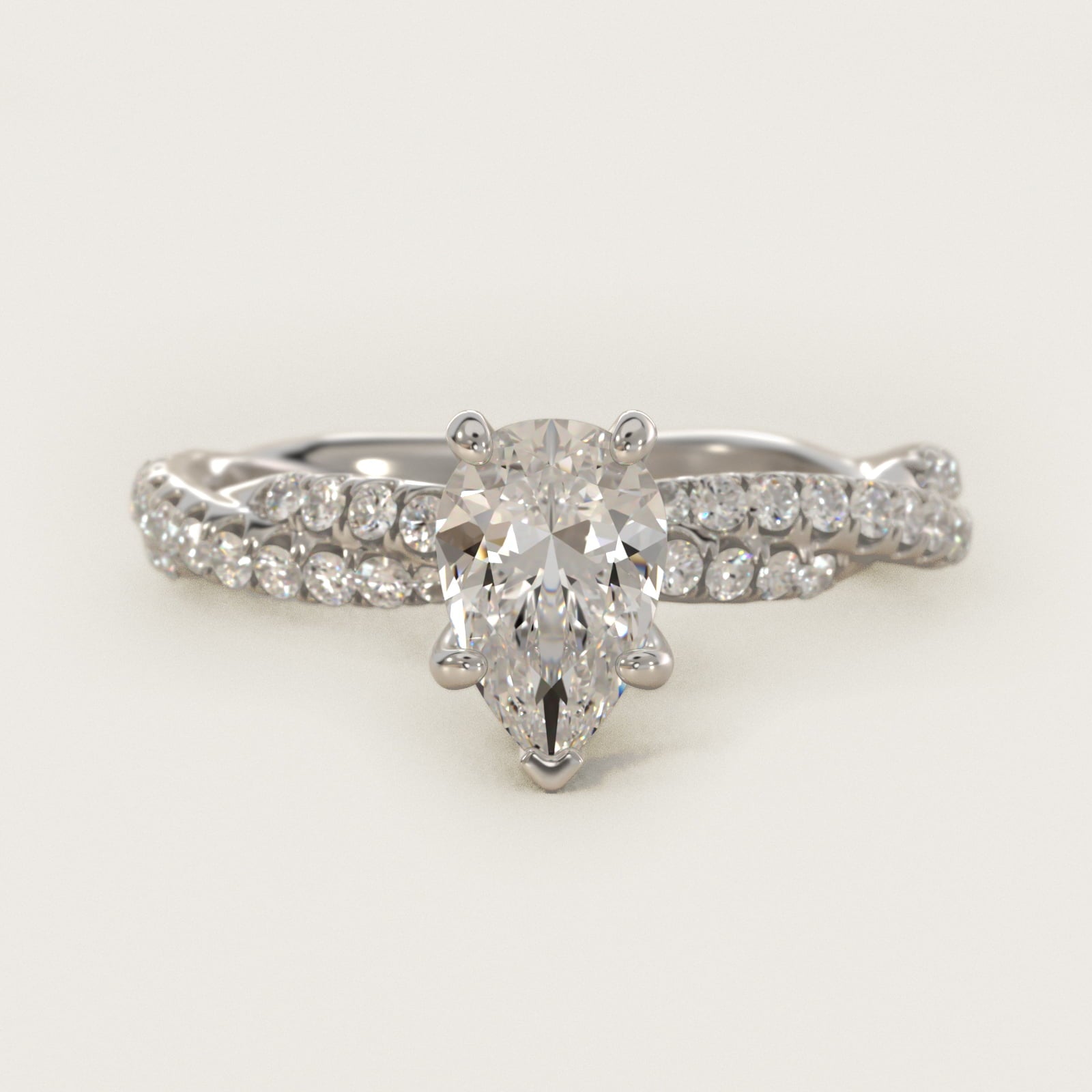 Pav? Twist Diamond Engagement Ring In Platinum By James Allen - Pear Center