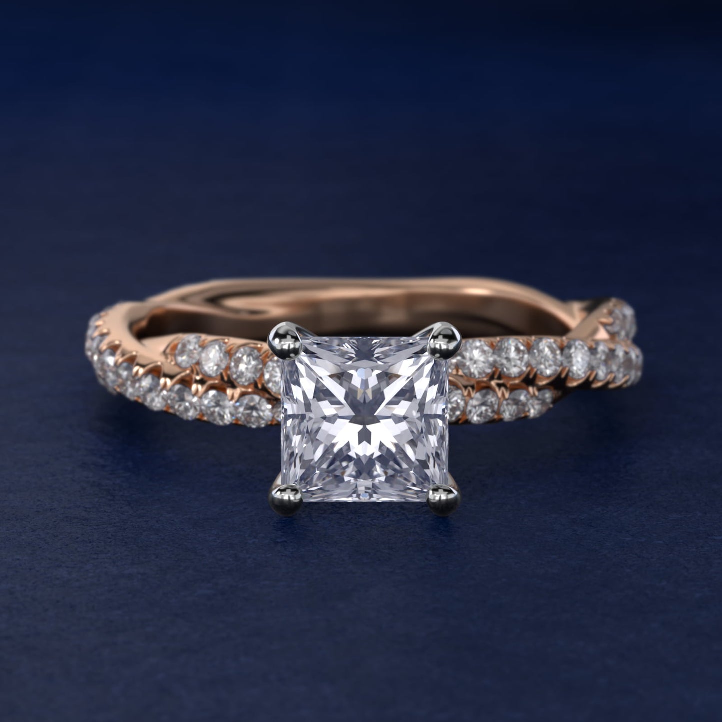 Pav? Twist Diamond Engagement Ring In 18k Rose Gold By James Allen - Princess Center