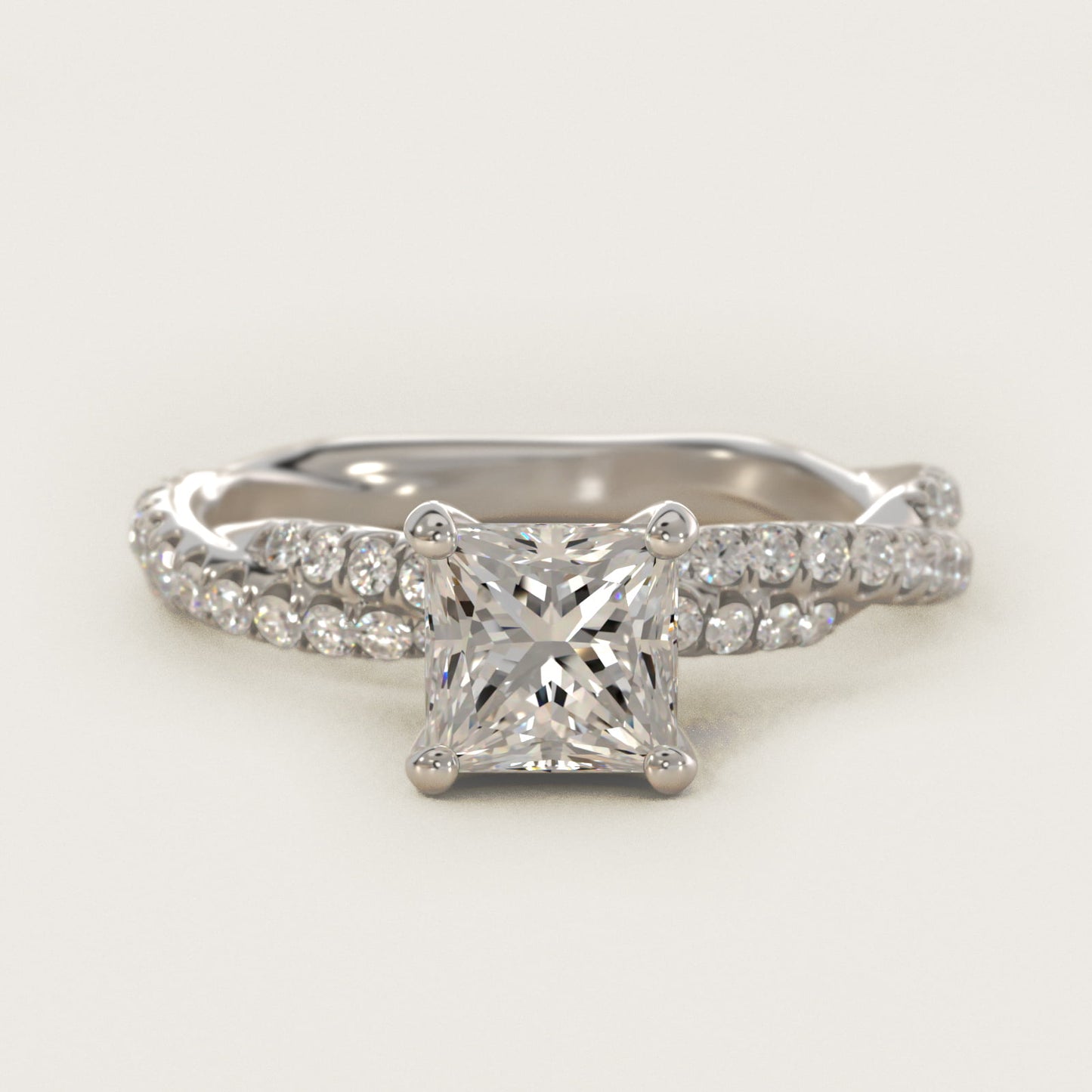 Pav? Twist Diamond Engagement Ring In 18k White Gold By James Allen - Princess Center