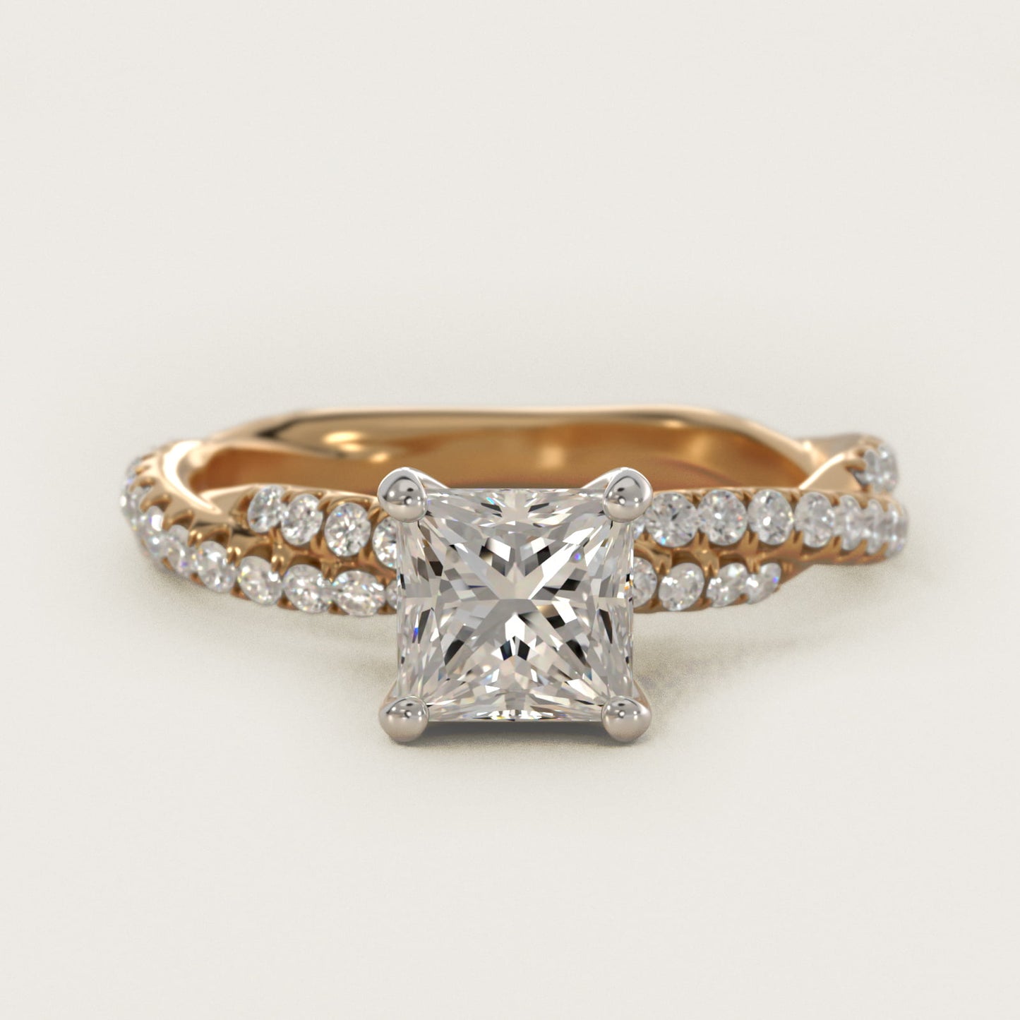 PavŽ Twist Diamond Engagement Ring In 14K Yellow Gold By James Allen - Princess Center