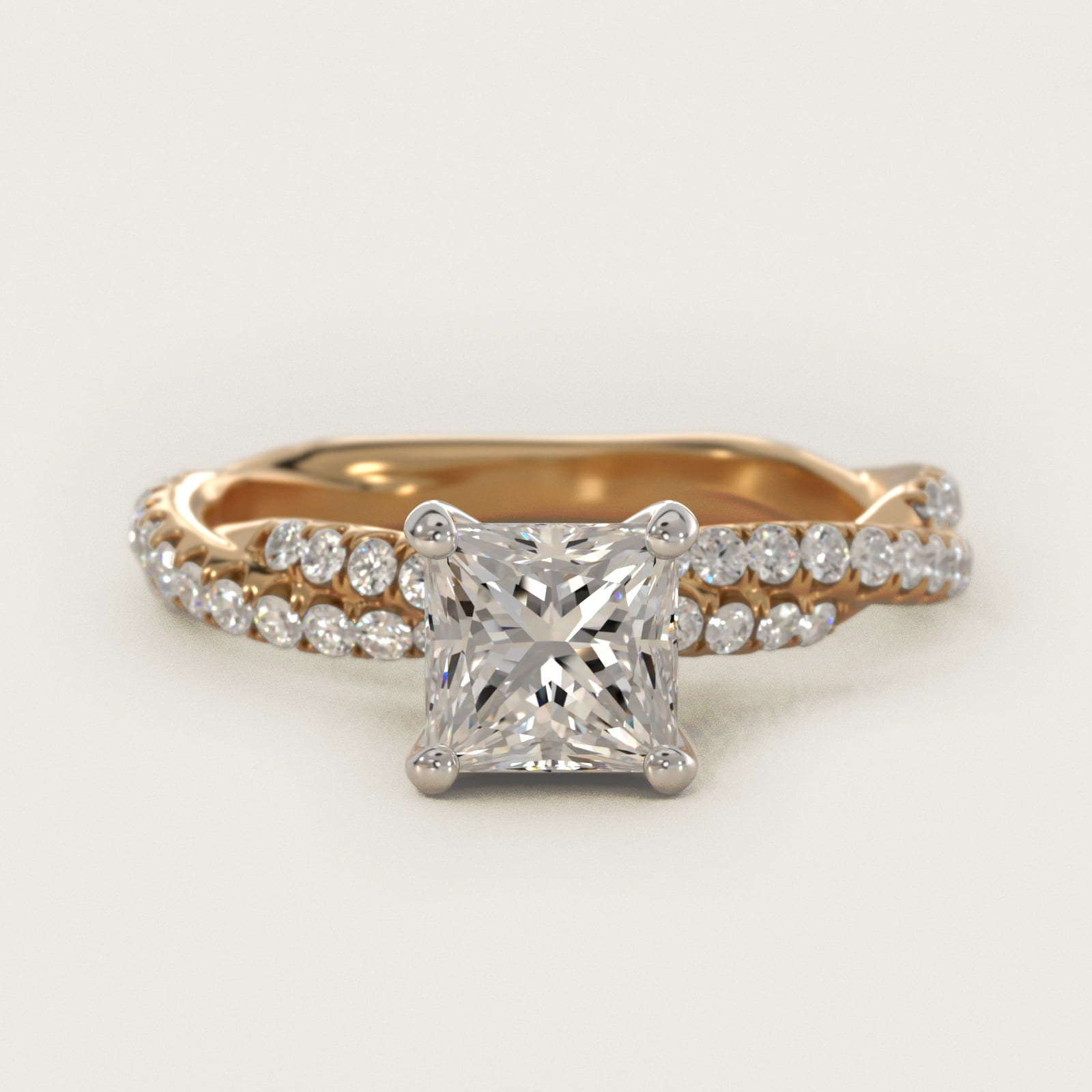 Pav? Twist Diamond Engagement Ring In 18k Yellow Gold By James Allen - Princess Center