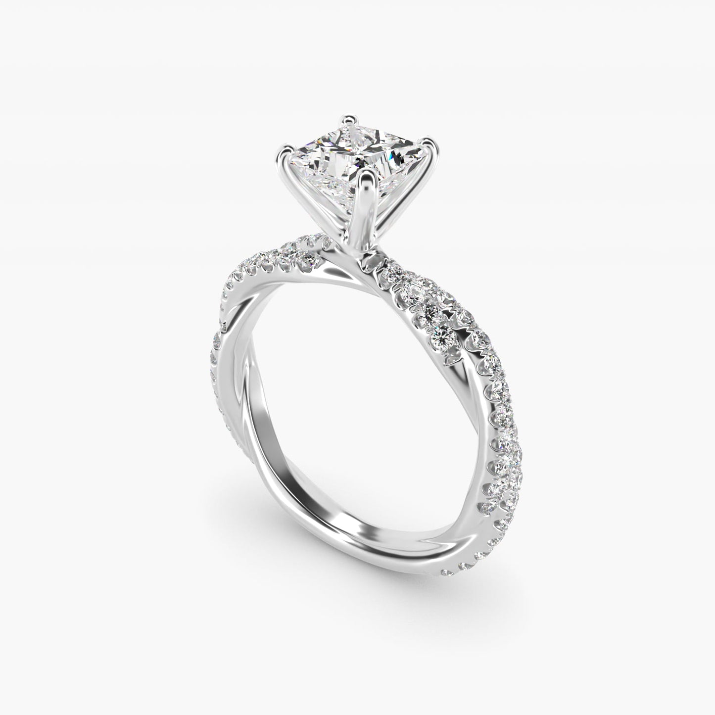 Pav? Twist Diamond Engagement Ring In Platinum By James Allen - Princess Center