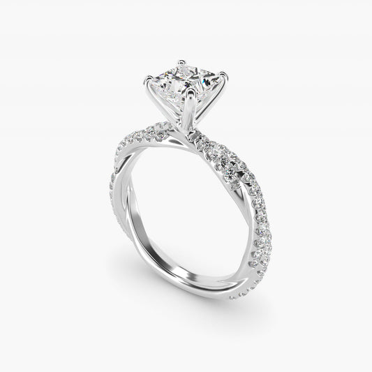 Pav? Twist Diamond Engagement Ring In Platinum By James Allen - Princess Center