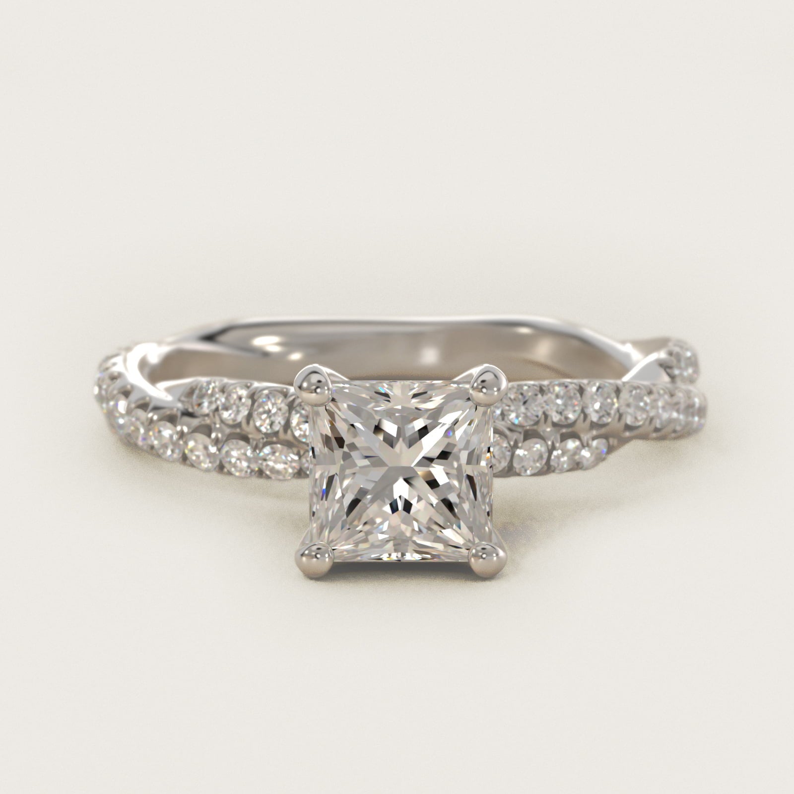 Pav? Twist Diamond Engagement Ring In Platinum By James Allen - Princess Center