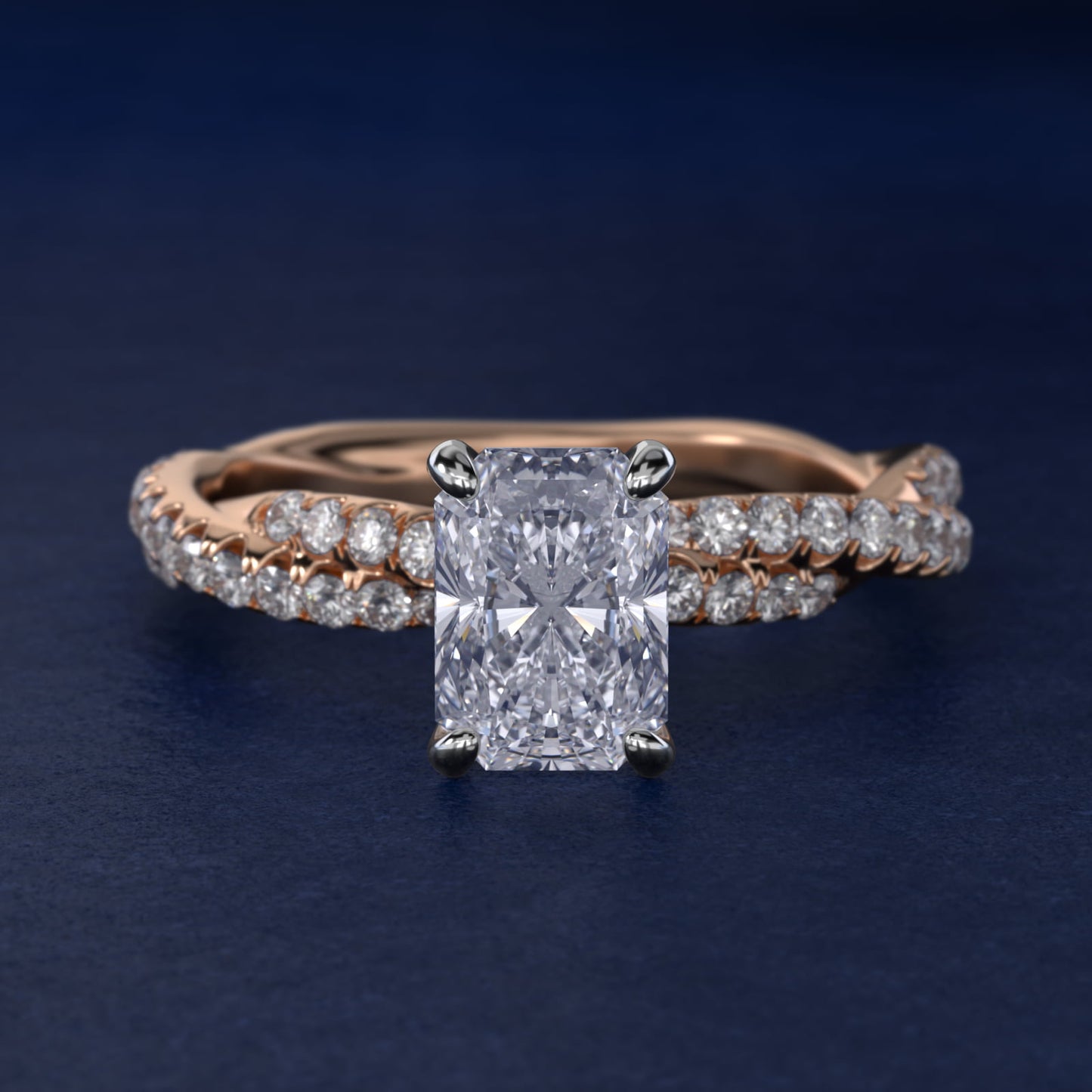 Pav? Twist Diamond Engagement Ring In 18k Rose Gold By James Allen - Radiant Center