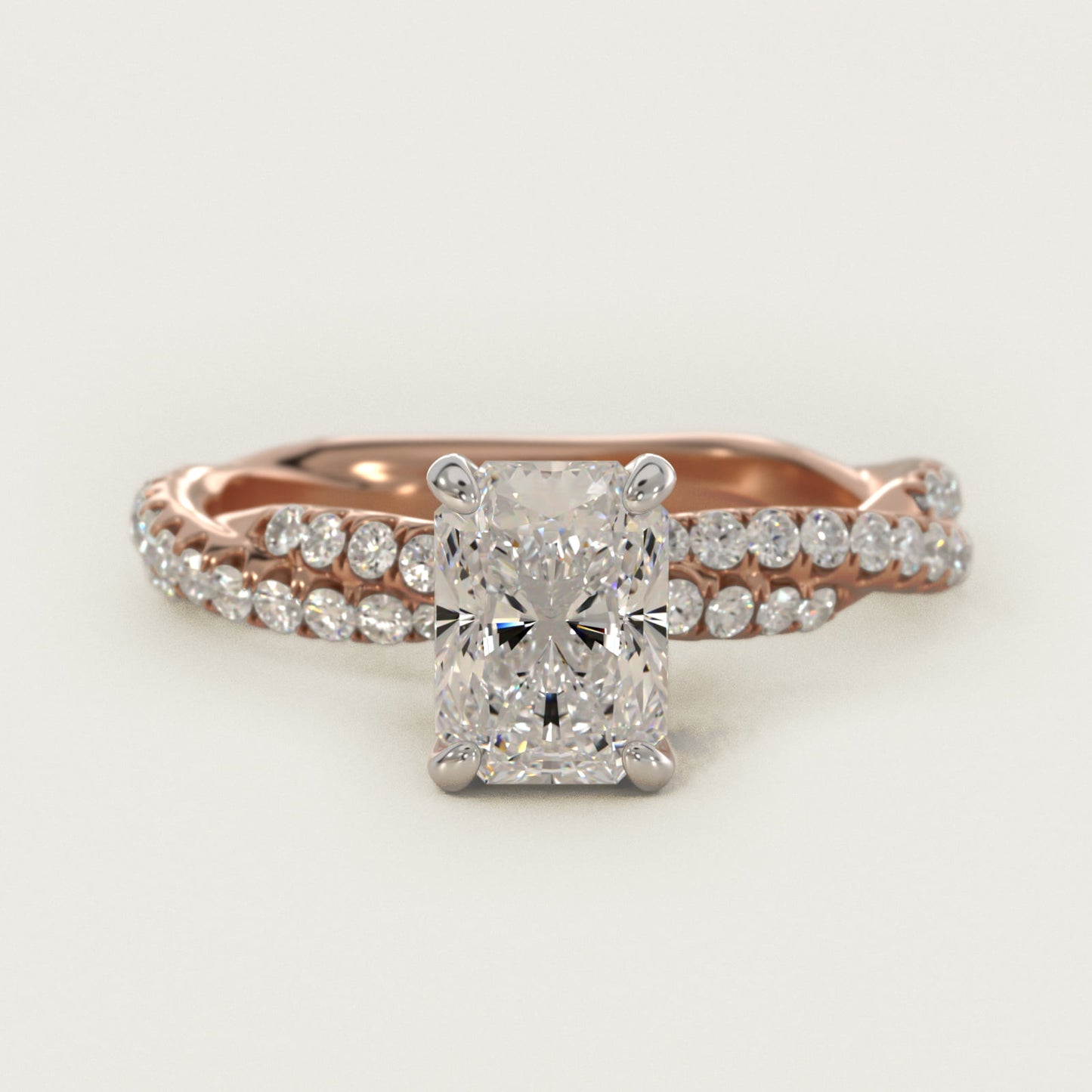 Pav? Twist Diamond Engagement Ring In 18k Rose Gold By James Allen - Radiant Center